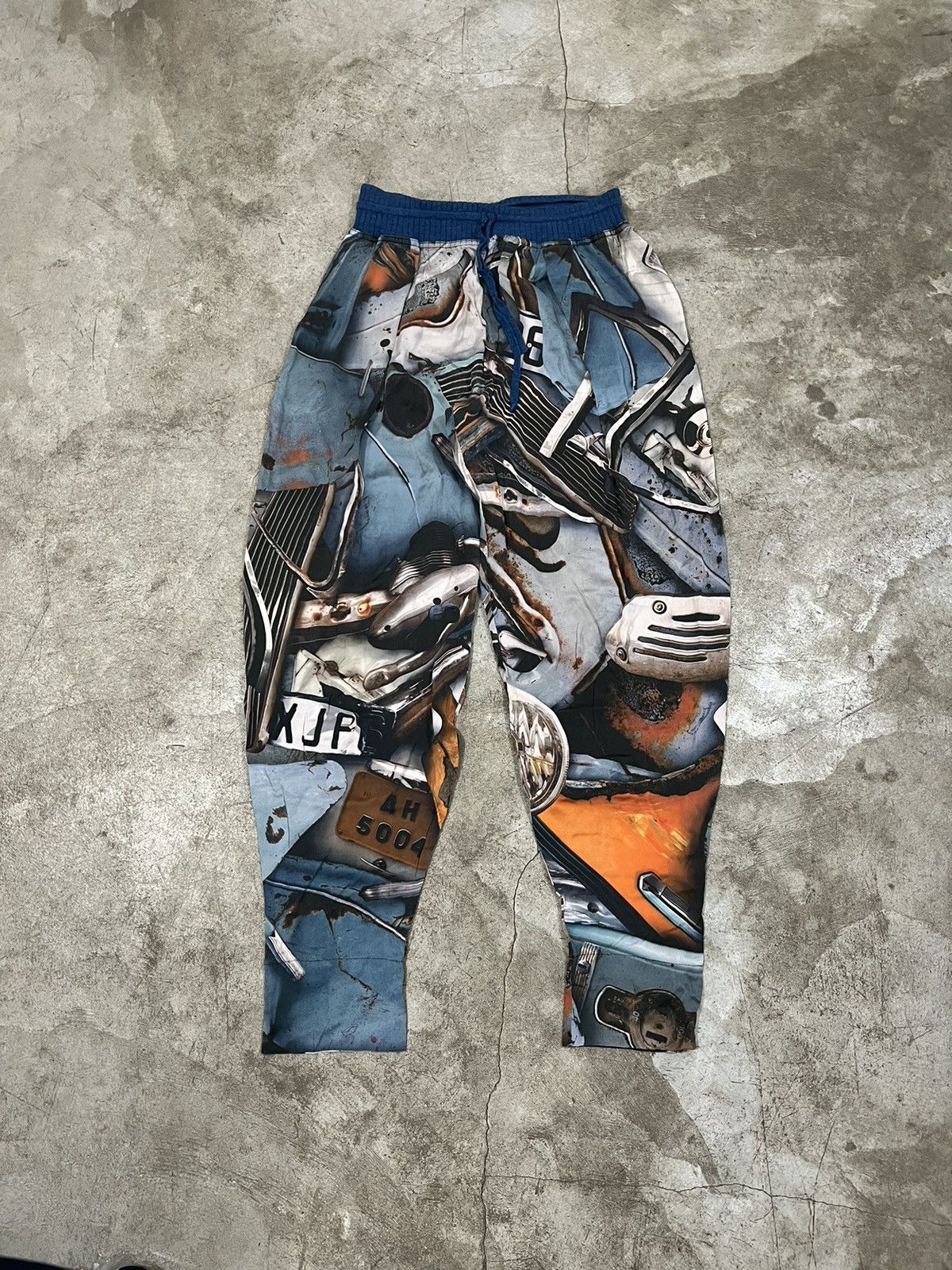 Designer × Jean Paul Gaultier × Vintage Jean Paul Gaultier Femme Junk Car AOP Print Silk Pants Size 27" / US 4 / IT 40 - 1 Thumbnail