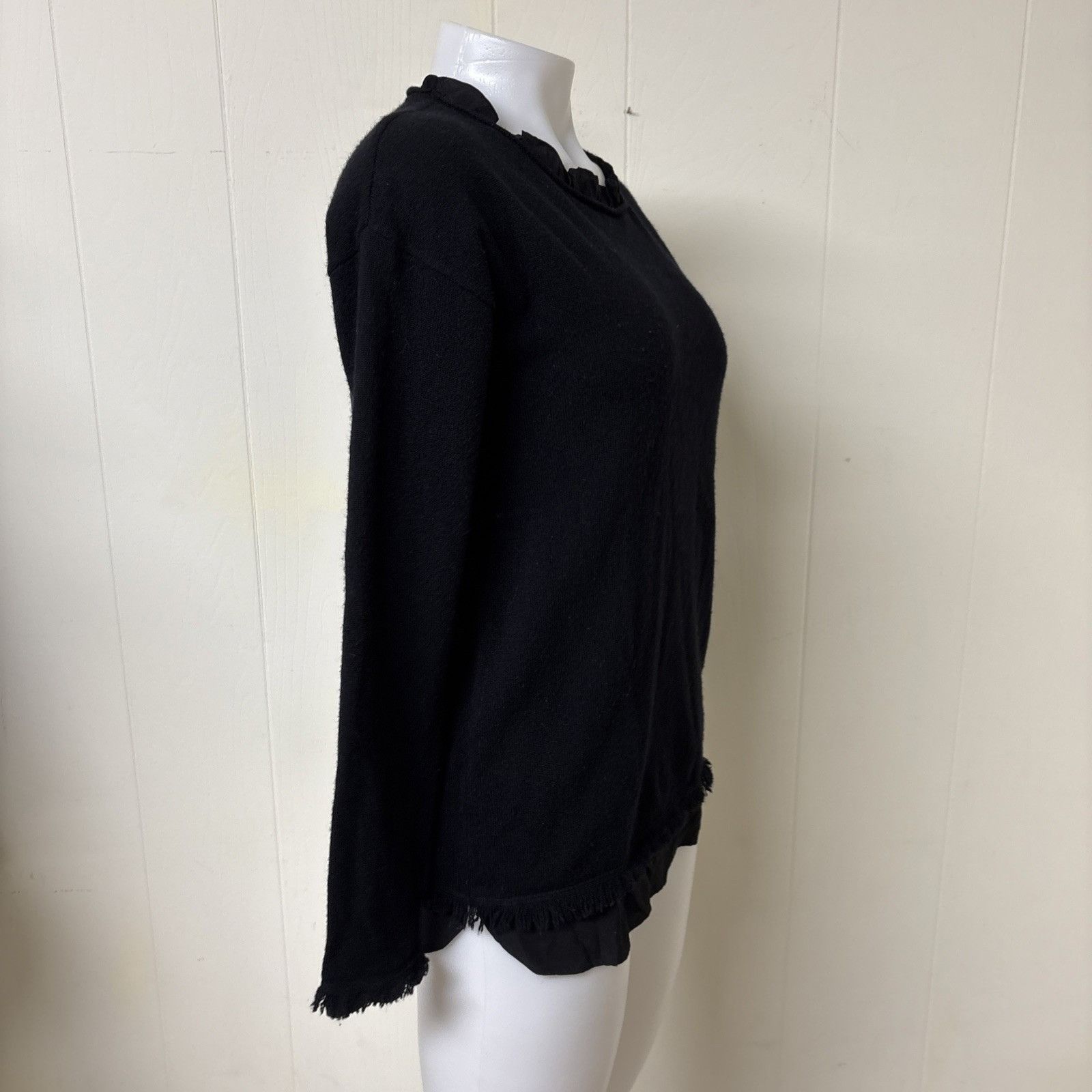 J.McLaughlin J McLaughlin 100% Cashmere Sweater Sz XS Black Fringed Silk Size XS / US 0-2 / IT 36-38 - 4 Thumbnail