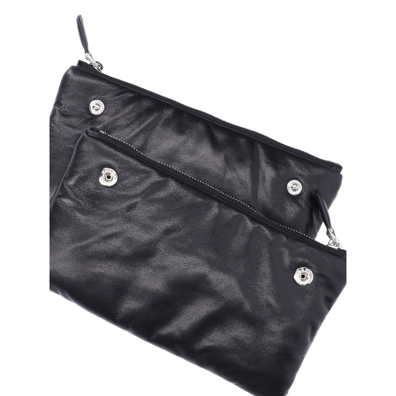 Prada PRADA Black Leather Double Pouch New And Authentic Size ONE SIZE - 5 Thumbnail