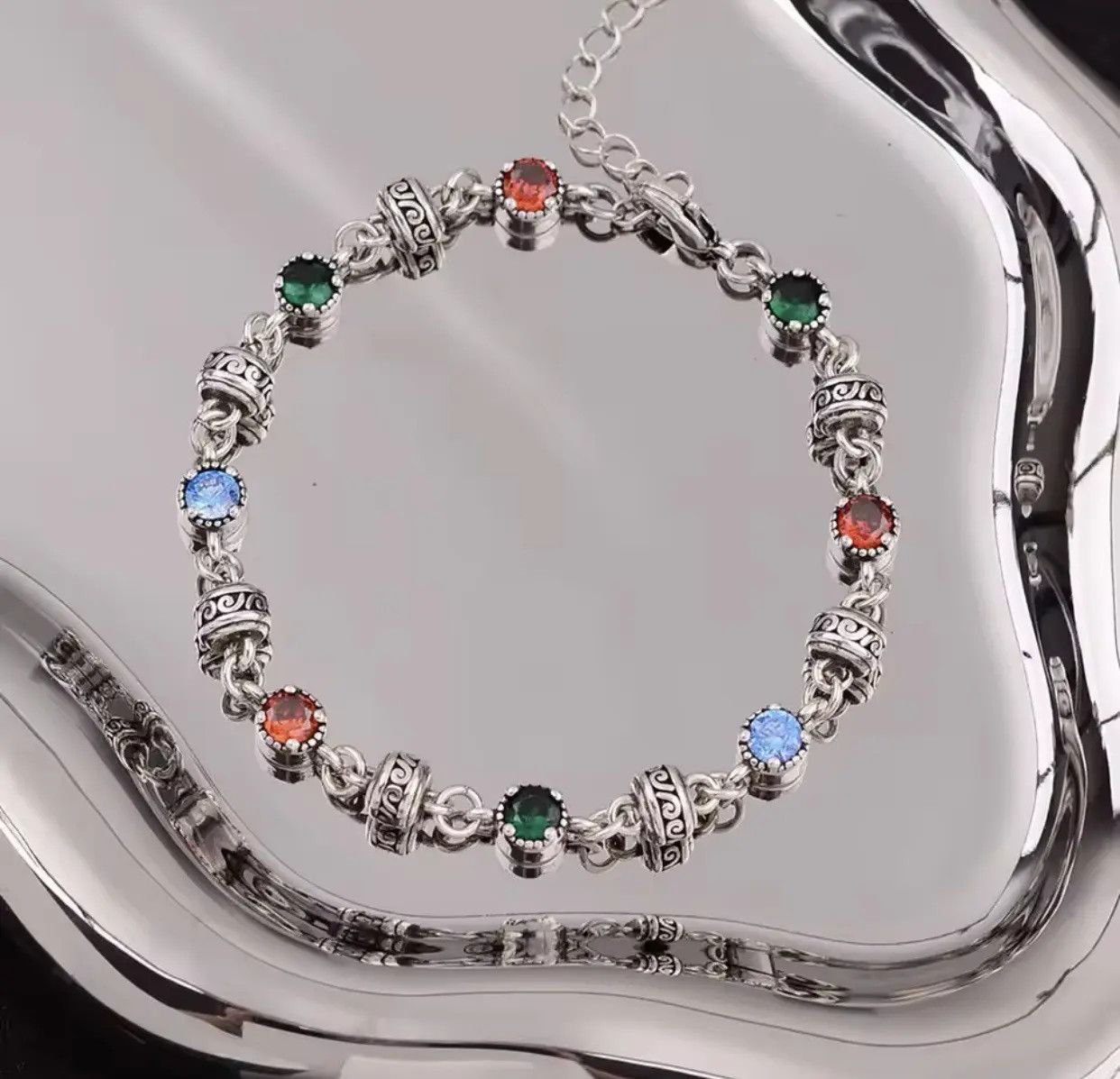 Jewelry Colorful Crystal 925 Sterling Silver Female Bracelet Size ONE SIZE - 2 Thumbnail