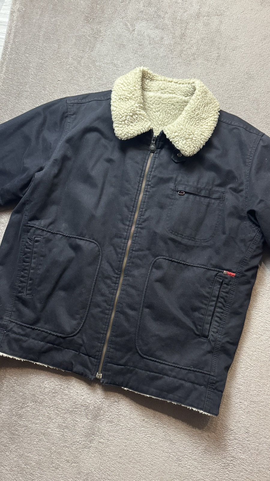 Japanese Brand Vintage Faux Sheepskin Faded Work Jacket carhartt stussy Size US M / EU 48-50 / 2 - 5 Thumbnail