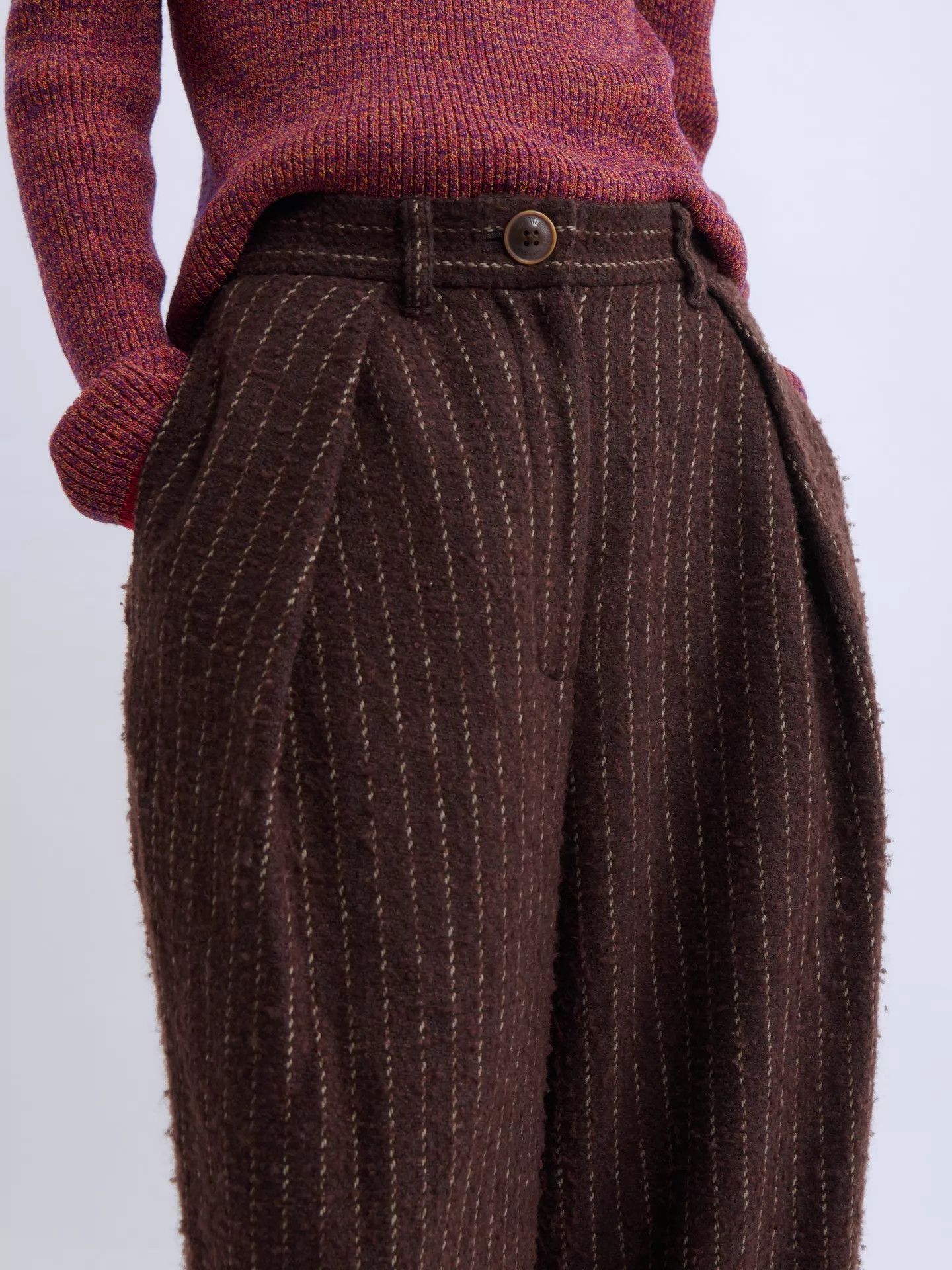 Vivienne Westwood Vivienne Westwood 00s RL Burgundy Wool Stripe Wide-Leg Size 25" / US 0 / IT 36 - 5 Thumbnail