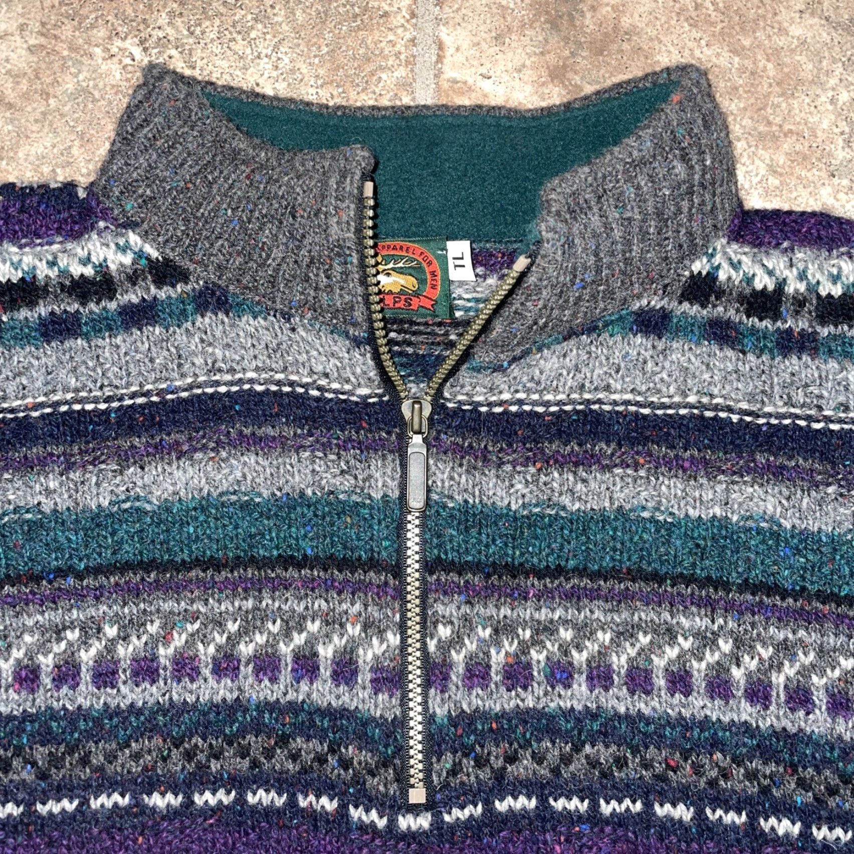 Vintage VINTAGE Alps Mens Apparel Striped Half Zip Knit Wool Blend Sweater Jacket L Green Mens TL Size US L / EU 52-54 / 3 - 2 Thumbnail