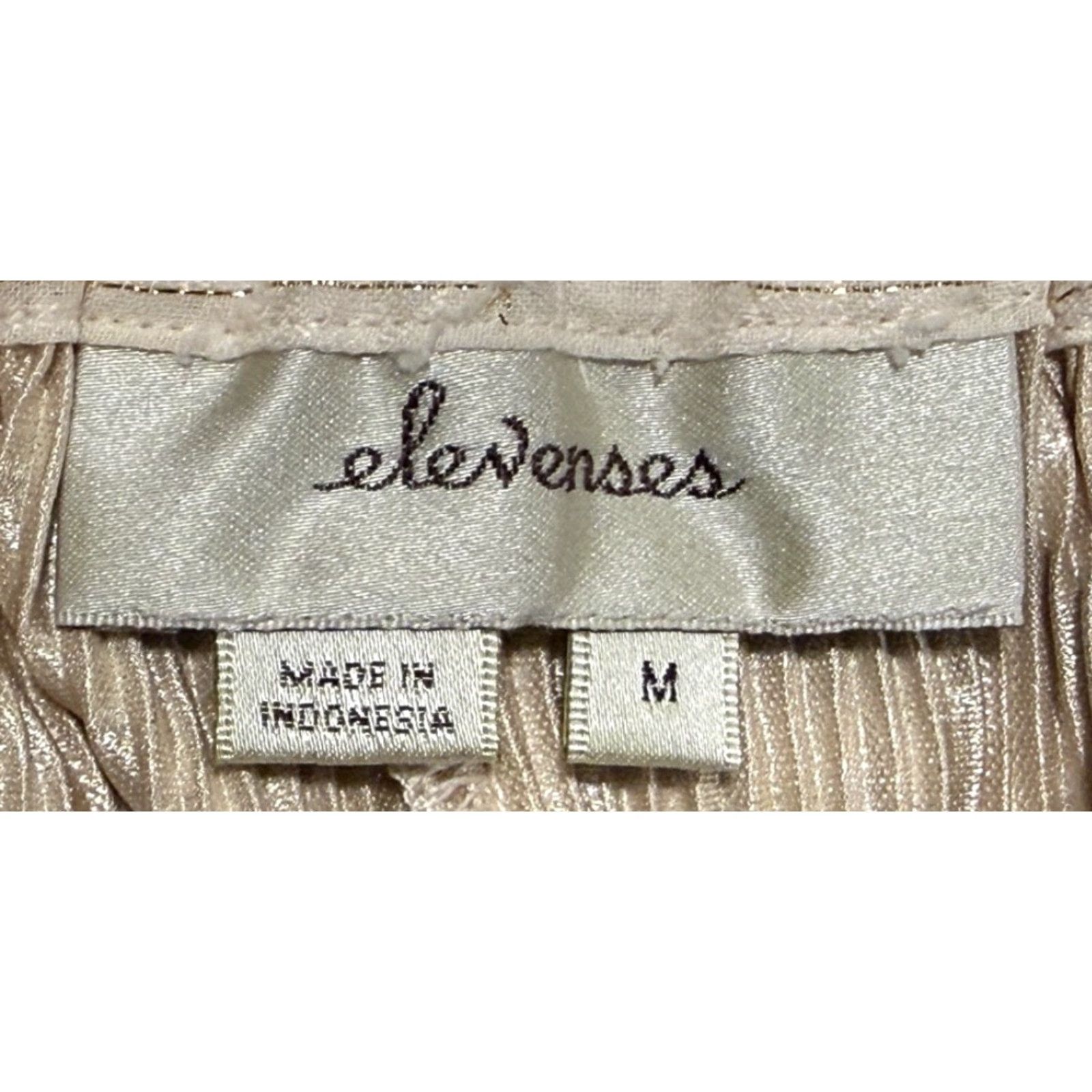 Anthropologie Anthropologie Elevenses Elastic Waist Pull On Metallic Crop Pants Beige M Women Wide-Leg Cropped Pleated Summer Casual Womens Size 32" / US 10 / IT 46 - 7 Thumbnail