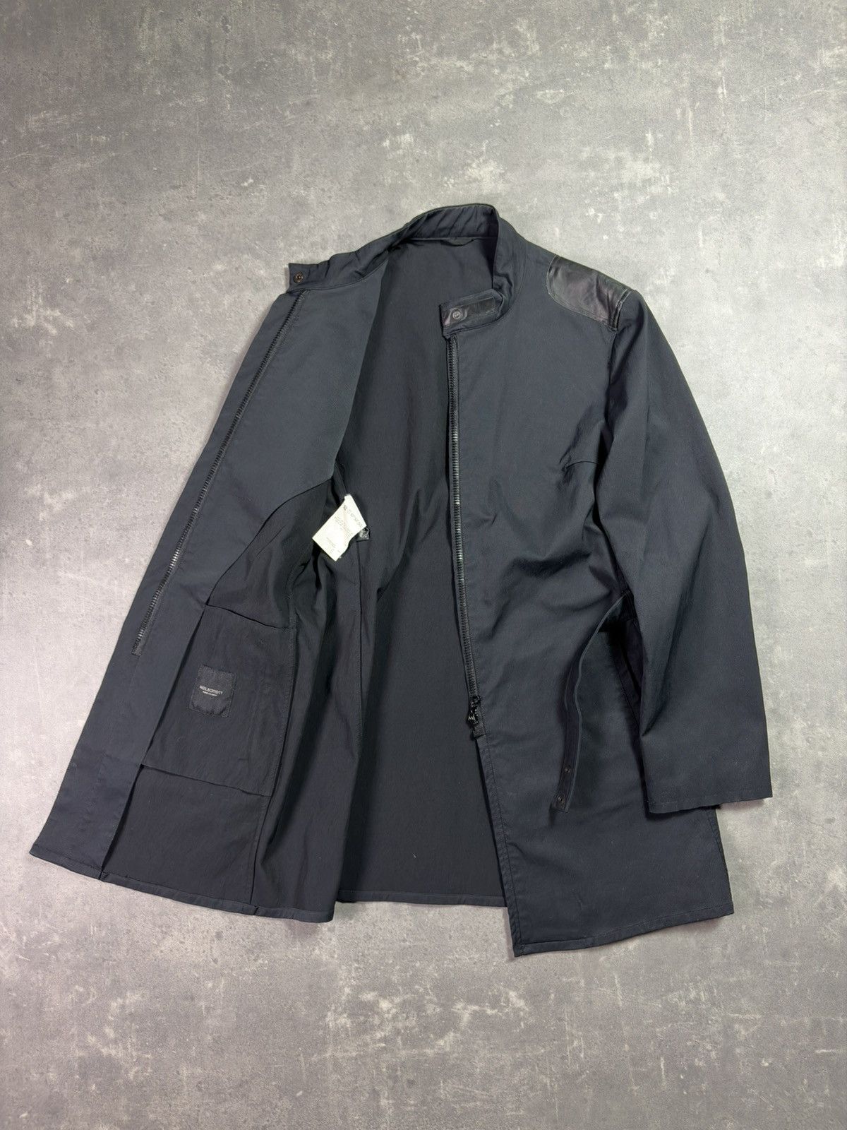 Neil Barrett 90s Neil Barrett Moto Belted Racing Coat 48 50 Leather Patch Size US L / EU 52-54 / 3 - 15 Thumbnail