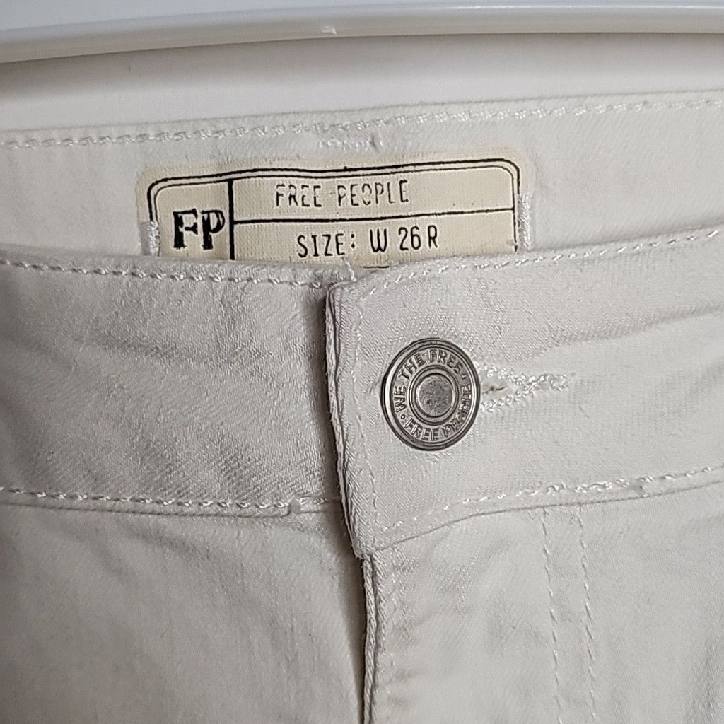Free People Free People Del Wray white skinny raw hem ankle jeans sz 26 Size 26" / US 2 / IT 38 - 8 Thumbnail