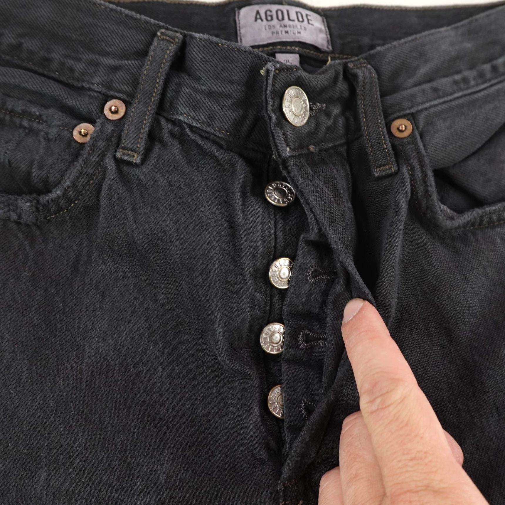 Agolde AGOLDE Jeans Black 25 Denim Button Fly Jamie High Rise Ankle Distressed Pockets 27in Inseam Womens Size 26" / US 2 / IT 38 - 5 Thumbnail