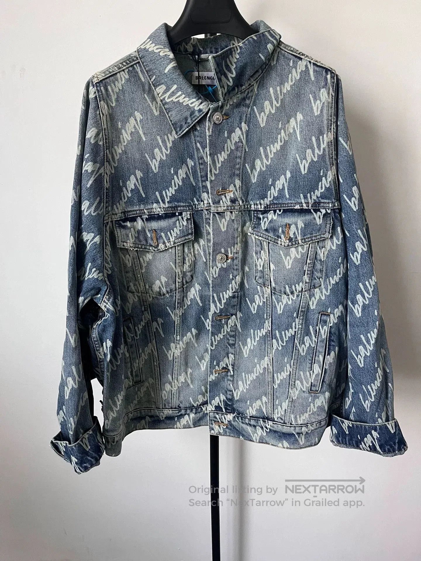 Balenciaga Balenciaga All-Over Logo Denim Jacket. Size S / US 4 / IT 40 - 1 Thumbnail