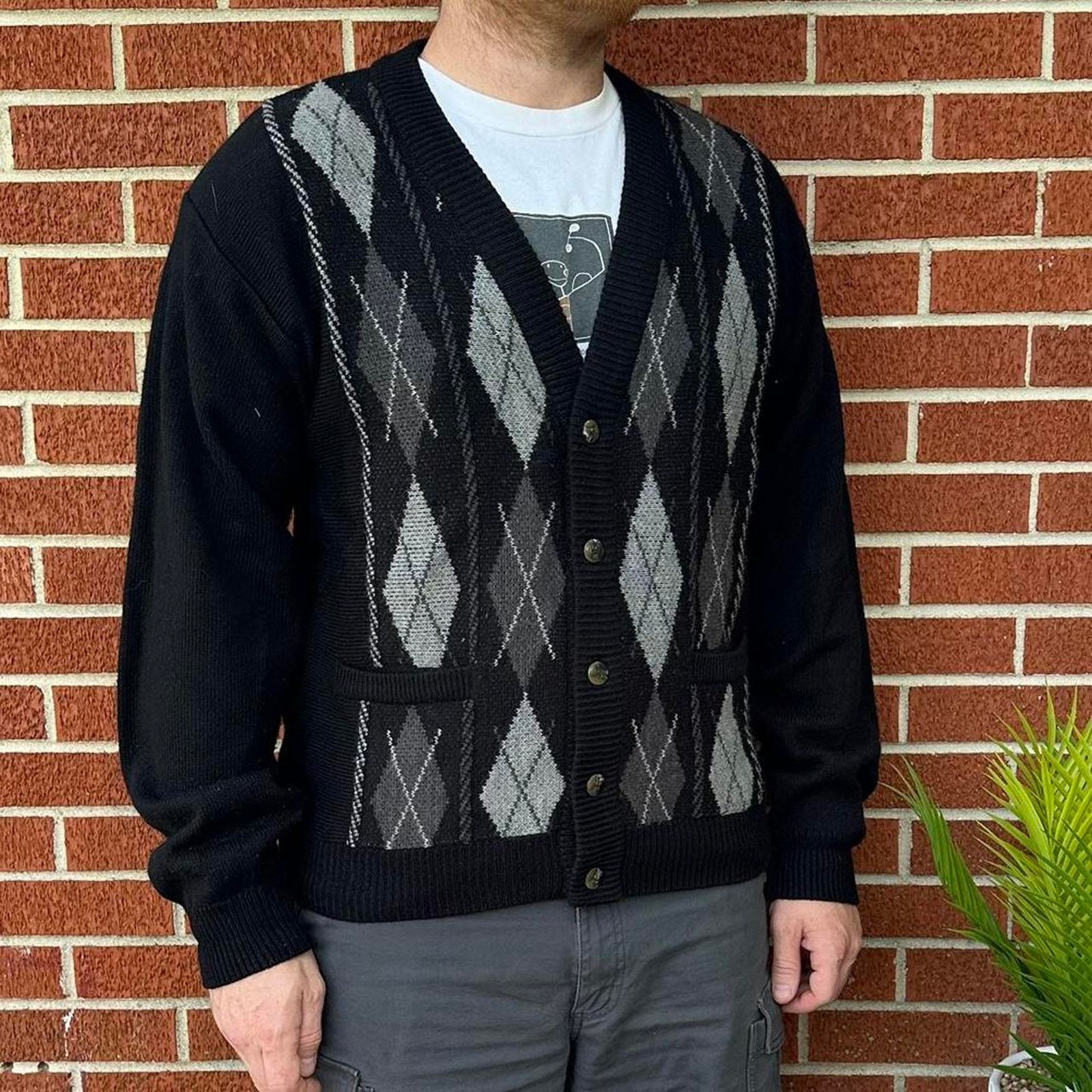 Blair Vintage 90s john blair argyle cardigan sweater Size US L / EU 52-54 / 3 - 2 Thumbnail