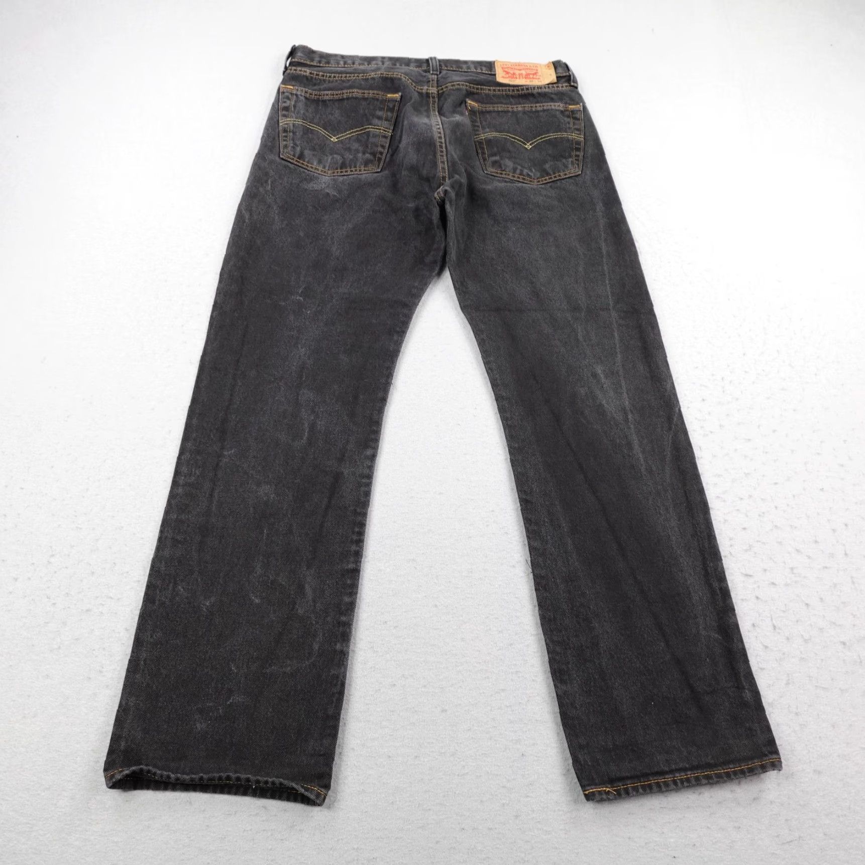 Levi's Levis Jeans 501 Button Fly Black Denim Straight Leg Faded Red Tab Mens 38x34 Size US 38 / EU 54 - 6 Thumbnail
