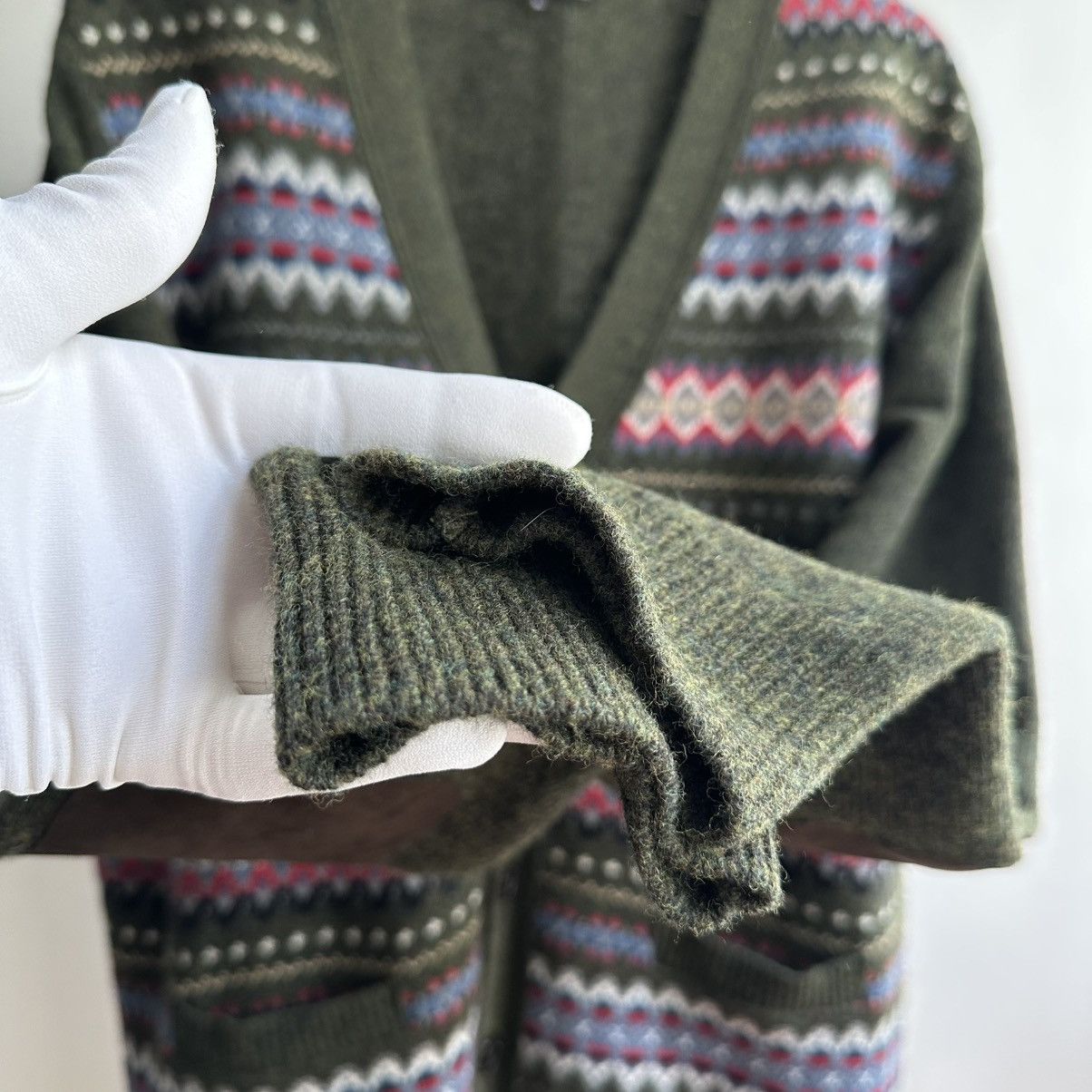Barbour × Vintage Vintage Barbour Midon Fair Isle Olive Cardigan Size US XL / EU 56 / 4 - 6 Thumbnail