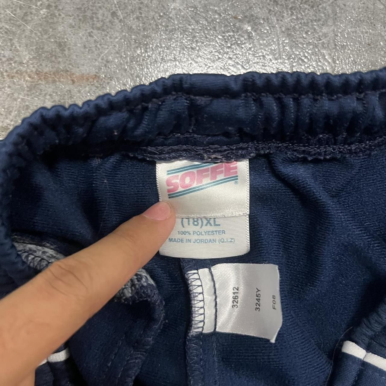 Vintage Crazy Vintage Y2K/2000s Navy Blue Striped Trackpants with pockets and leg zippers! Size US 30 / EU 46 - 7 Thumbnail