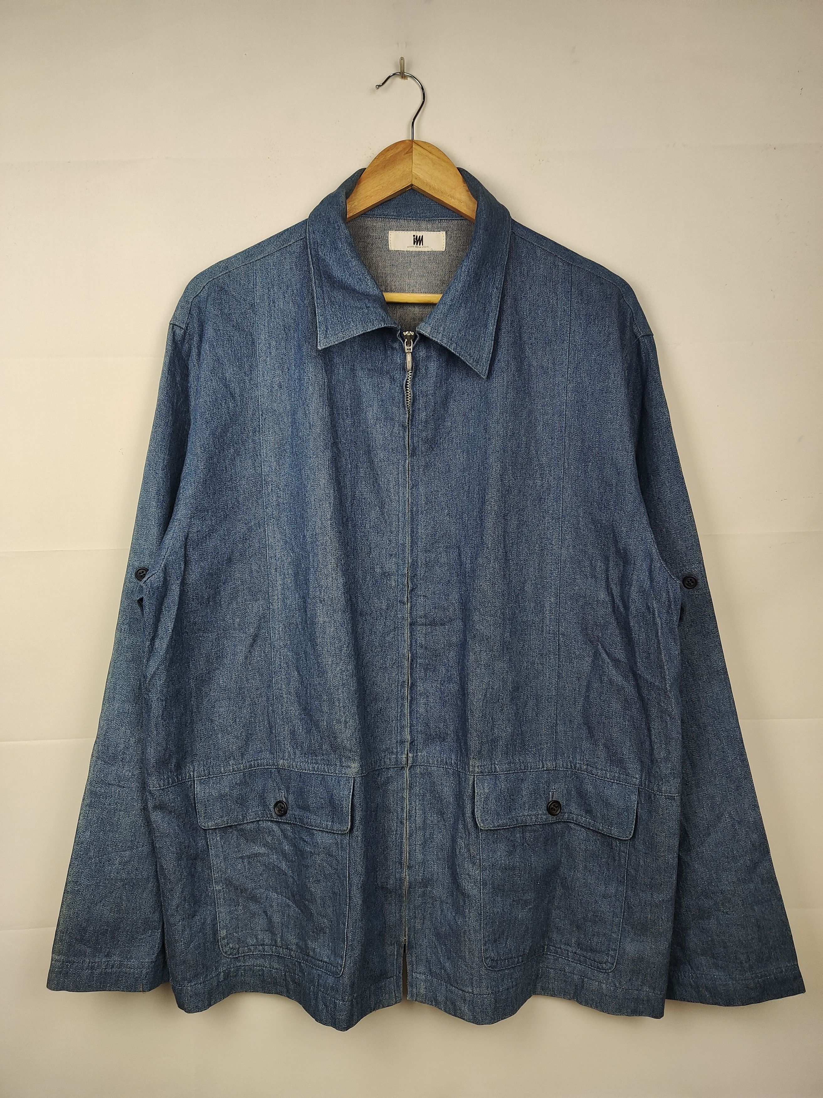 Issey Miyake × Vintage Vintage Issey Miyake Design Denim Zipper Jacket Size US XL / EU 56 / 4 - 1 Thumbnail