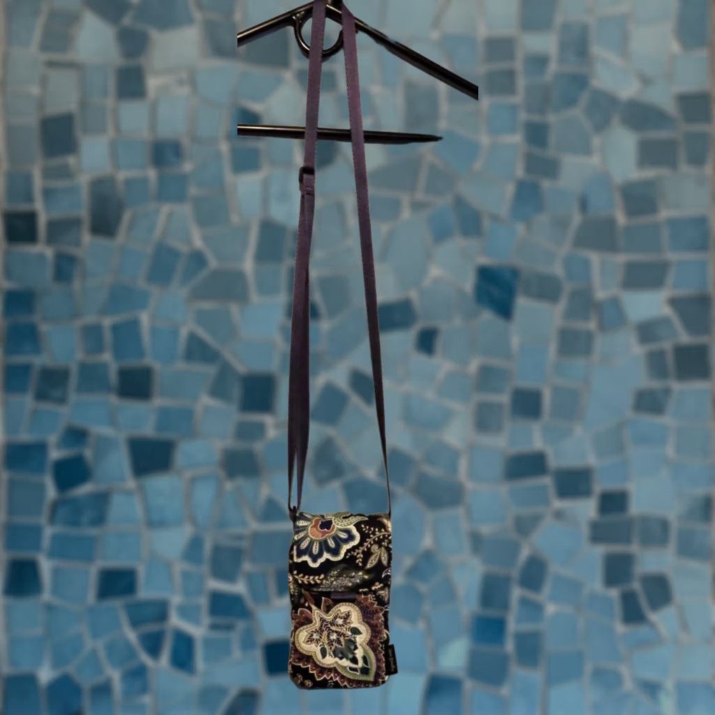 Vera Bradley Vera Bradley Crossbody Women Mini Purse Leaf Pattern 4"x7"x1" Blue for Casual Pockets Classic Bag Blue Mini Size ONE SIZE - 1 Thumbnail