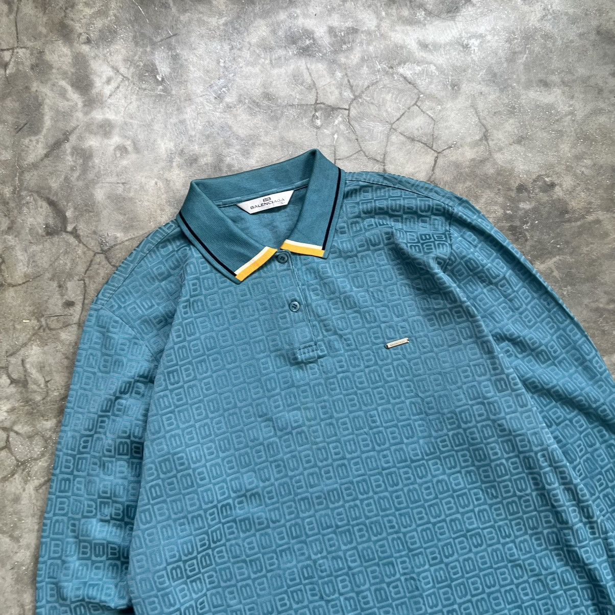 Balenciaga Vintage 90s Balenciaga Monogram Polo Longsleeve Shirt Size US L / EU 52-54 / 3 - 2 Thumbnail