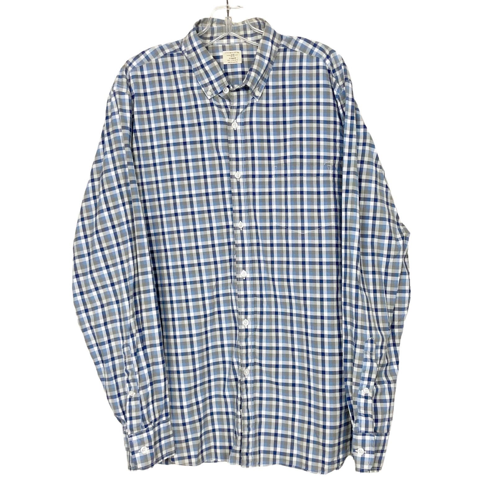 J.Crew J. Crew Gray Blue Plaid Long Sleeve Button Down Sz L Size US L / EU 52-54 / 3 - 2 Thumbnail