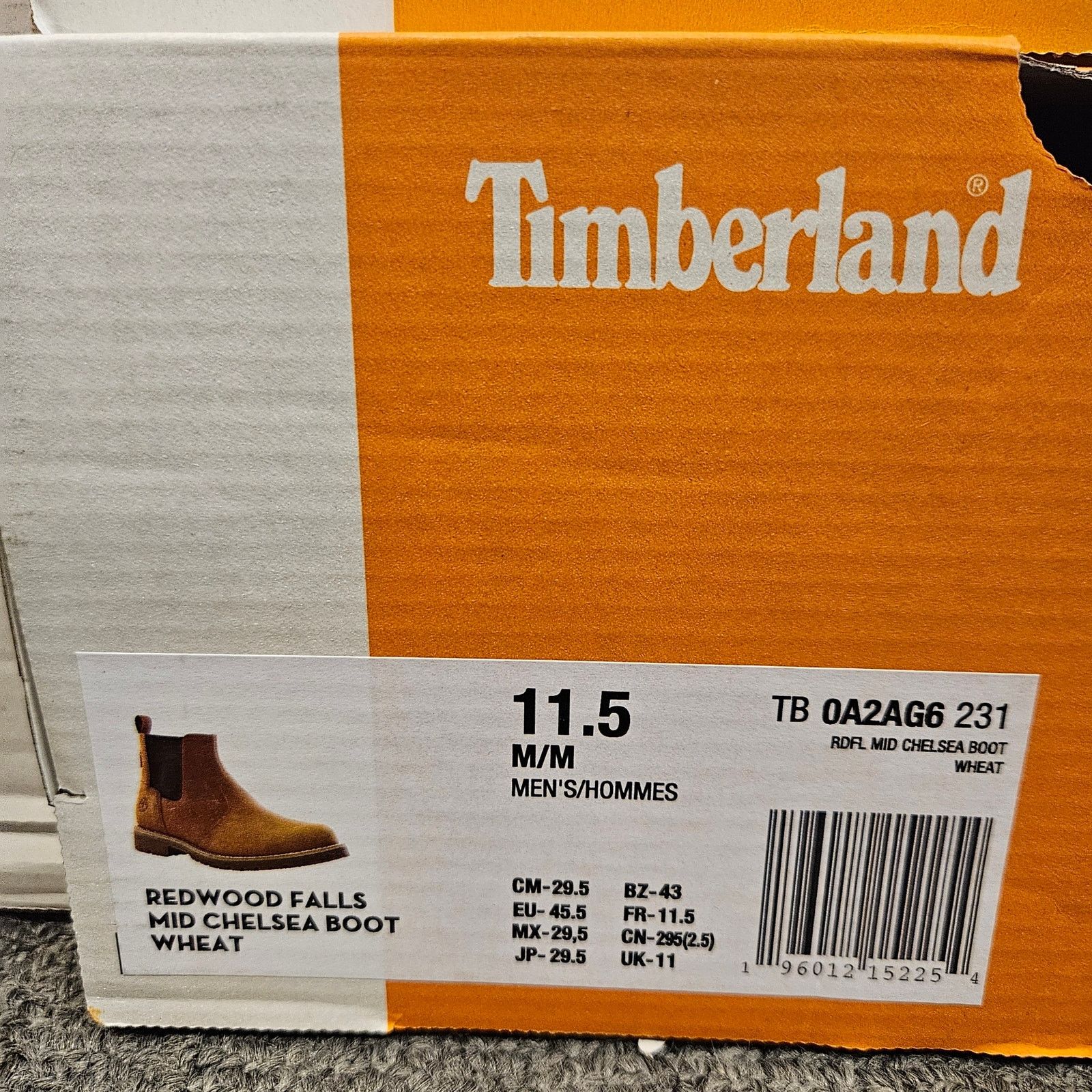 Timberland TIMBERLAND MEN'S 11.5 REDWOOD FALLS MID CHELSEA BOOT WHEAT Size US 11.5 / EU 44-45 - 8 Thumbnail