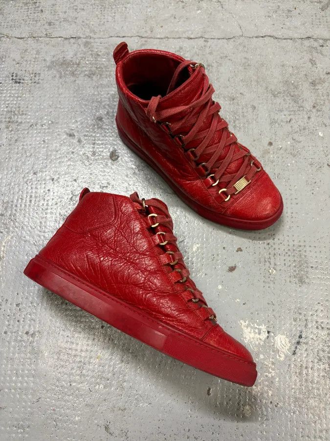 Balenciaga Balenciaga Arena Red High Leather Sneakers Size US 6 / IT 36 - 3 Thumbnail