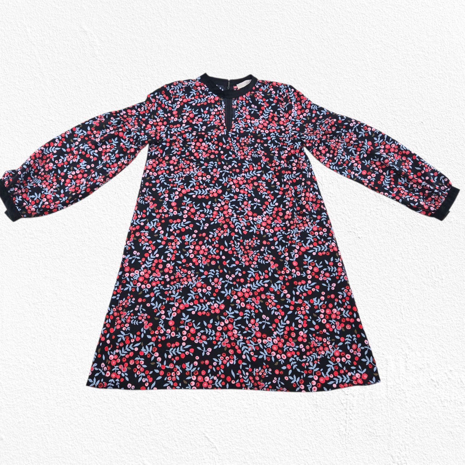 Loft LOFT Black Floral Berry Print Retro Dress Size Small Size S / US 4 / IT 40 - 3 Thumbnail