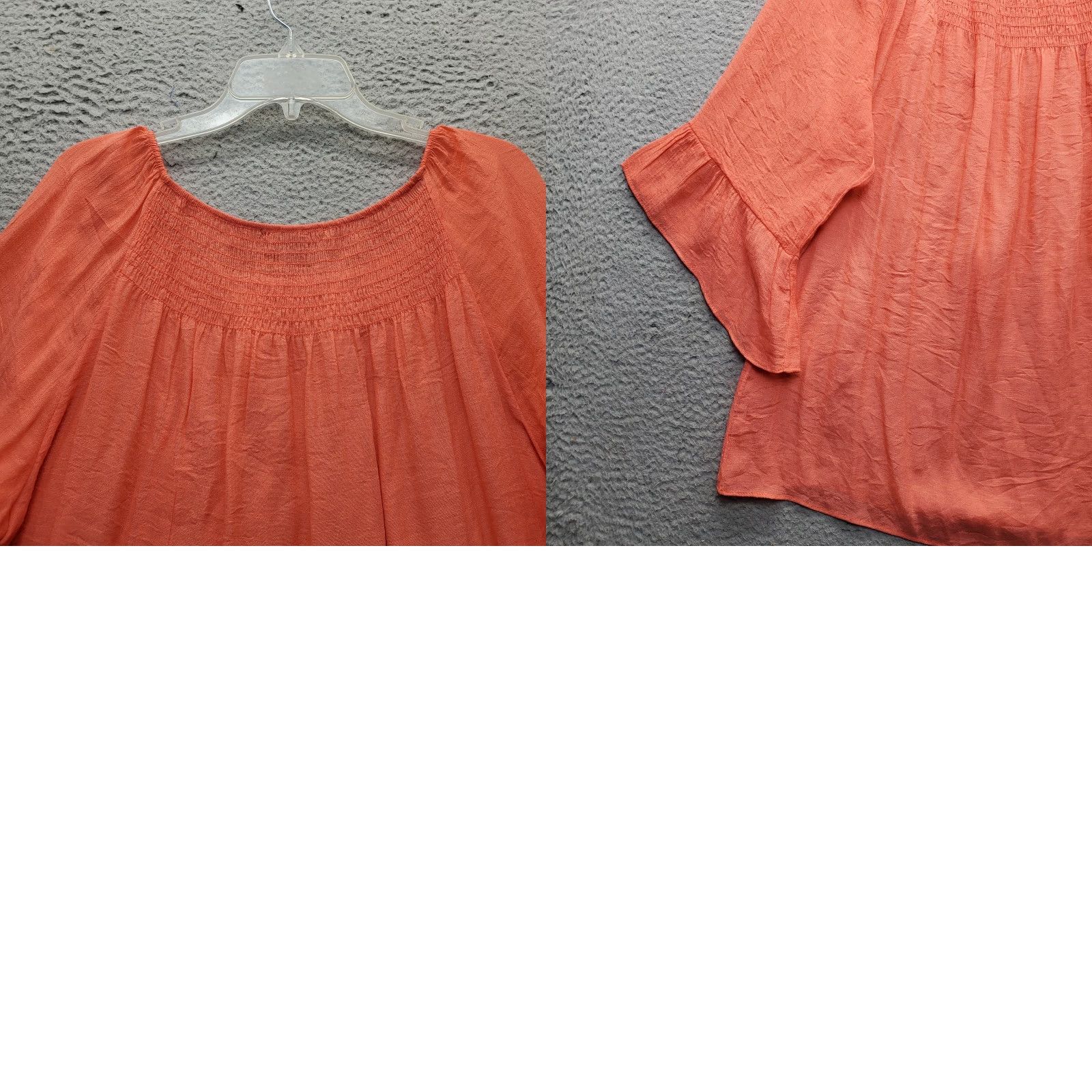 Vintage Zac & Rachel Wool Boho Blouse Top Womens XL Orange Flutter Sleeve Smocked Detail Blouse Size XL / US 12-14 / IT 48-50 - 8 Thumbnail