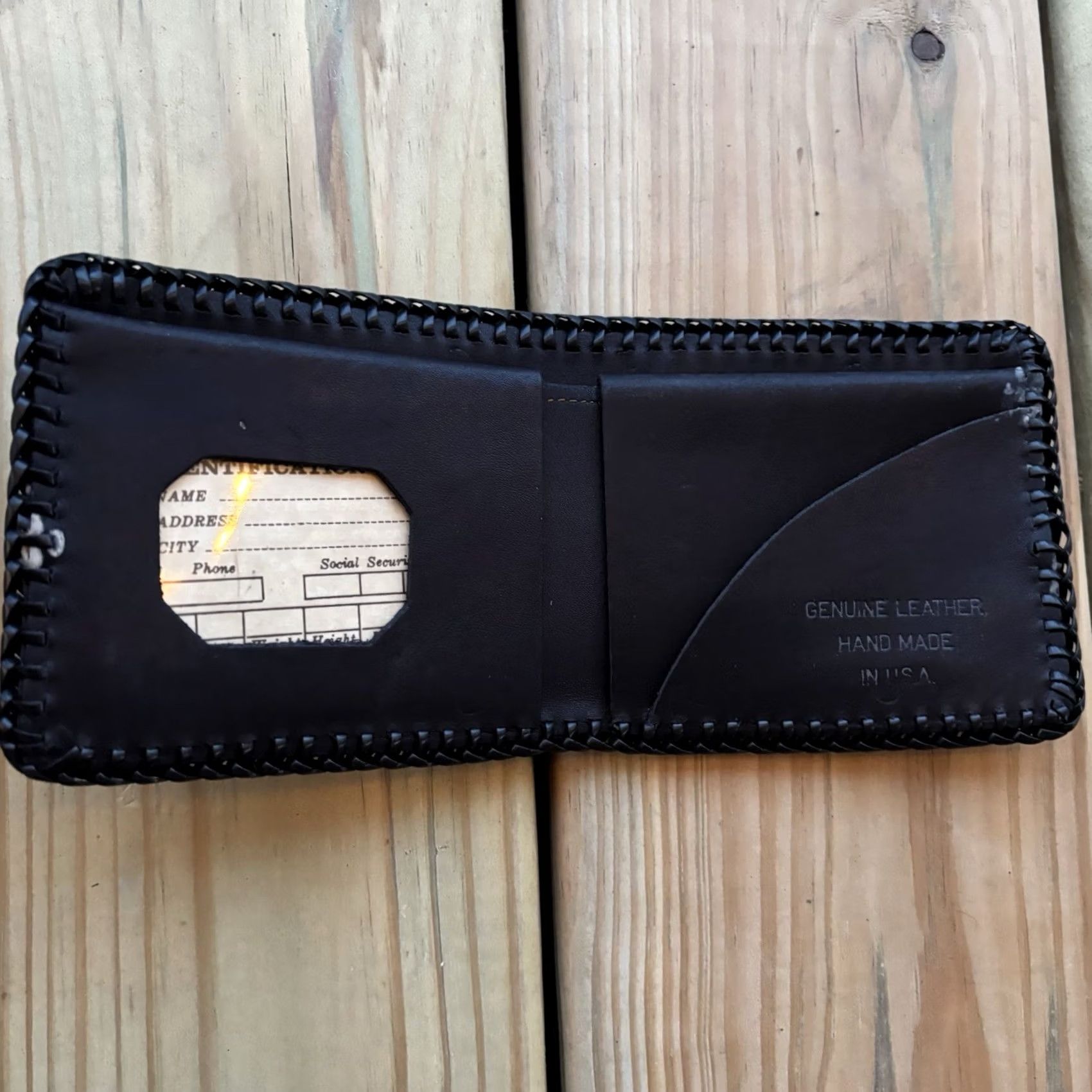 Vintage VINTAGE Fisherman Leather Wallet Bass Hand Tooled Bi-fold Whipstitch USA Made Size ONE SIZE - 2 Thumbnail