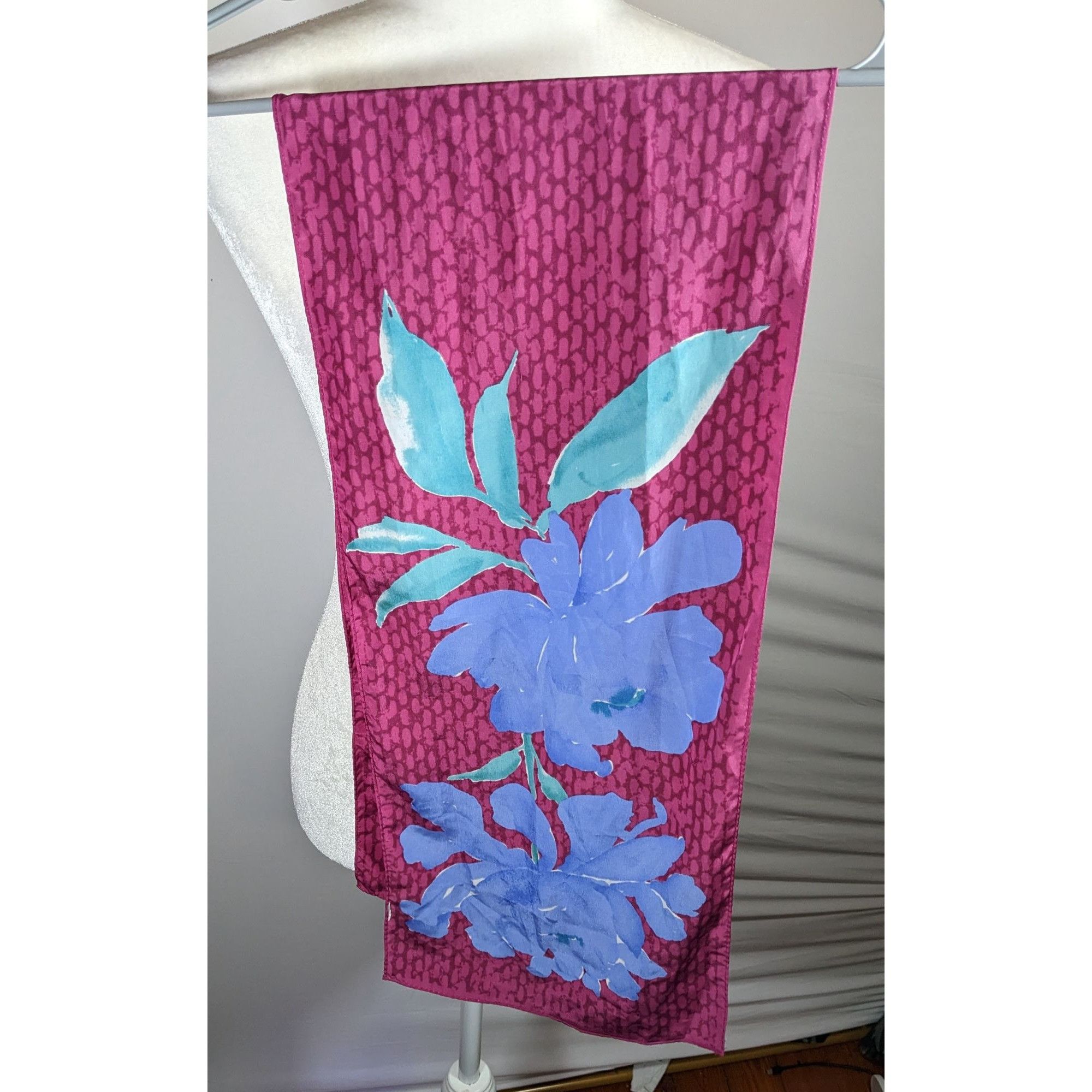 Other Vintage 70s Veresa By Vera Magenta And Periwinkle Floral Sca Size ONE SIZE - 6 Thumbnail