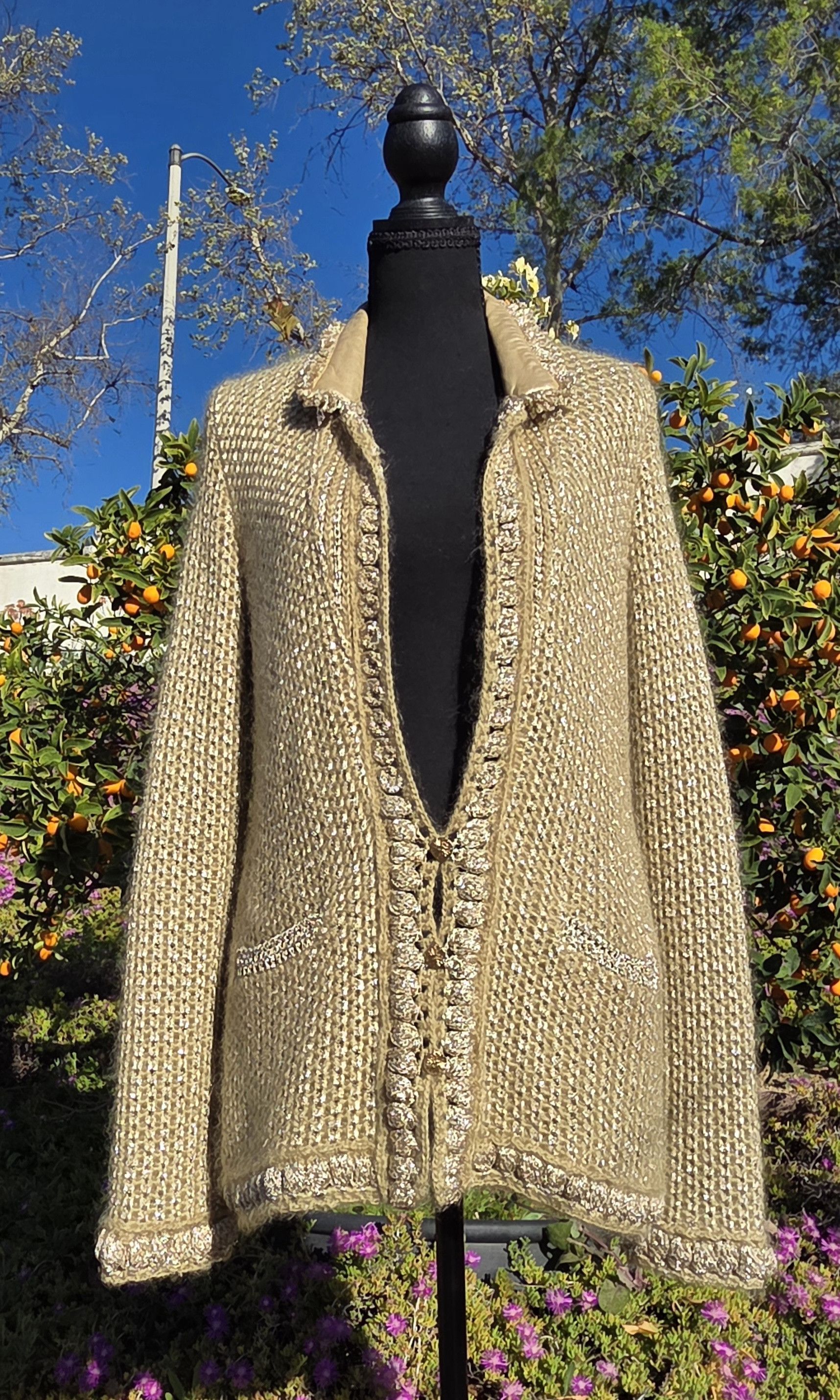 Chanel Vintage CHANEL Gold Shimmer Cardigan Jacket FR 38/US 6/Small Size S / US 4 / IT 40 - 4 Thumbnail