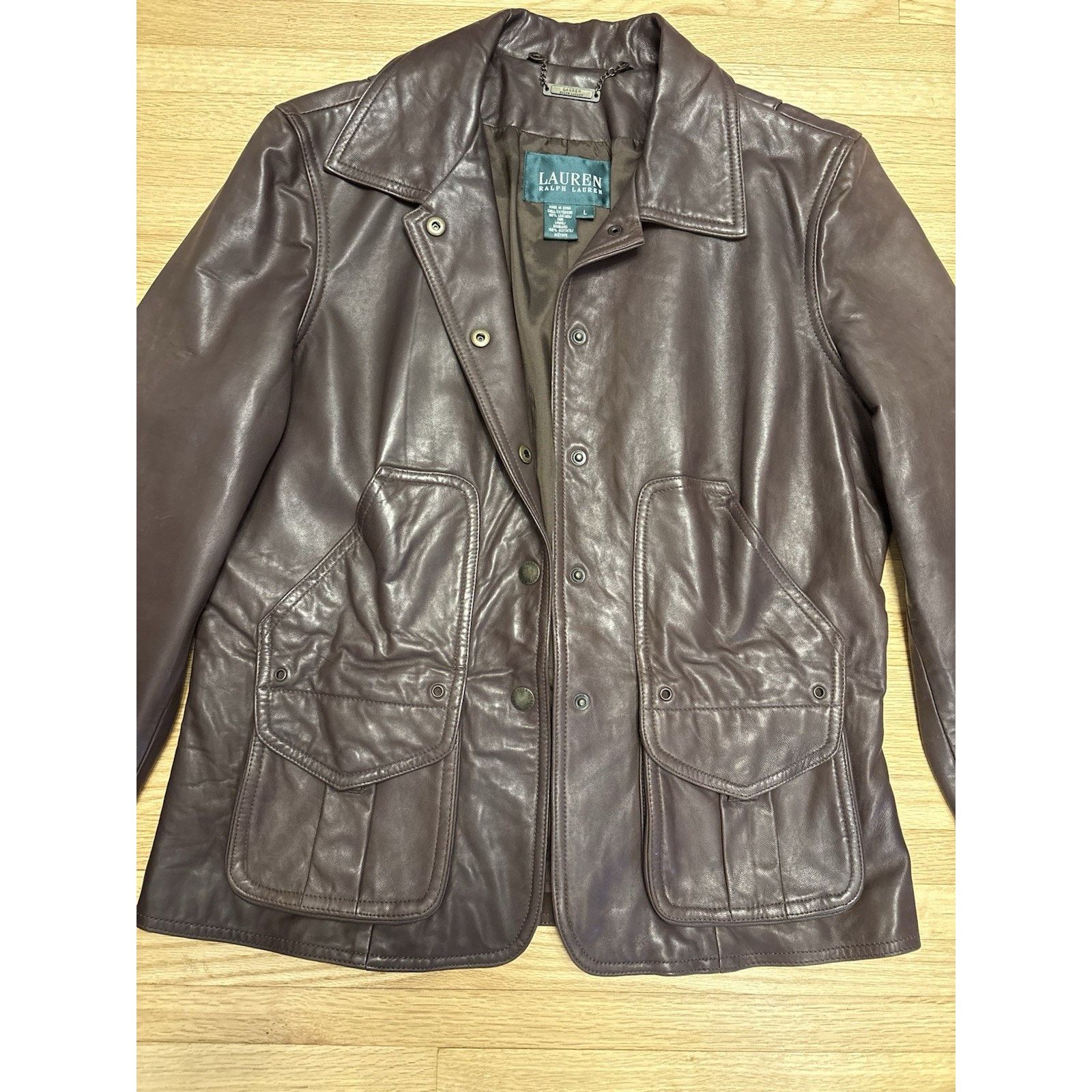 Lauren Ralph Lauren Vintage Polo Ralph Lauren Leather Jacket Brown Leather Sz L Size L / US 10 / IT 46 - 6 Thumbnail