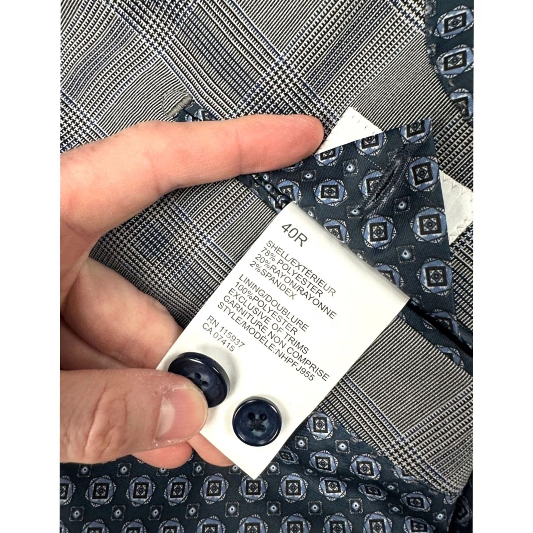Avenue NHP Saks Fifth Avenue Plaid Athletic Performance Suit - 40R Suit Men Gray 2 Piece Regular Classic 90s Size 40R - 7 Thumbnail