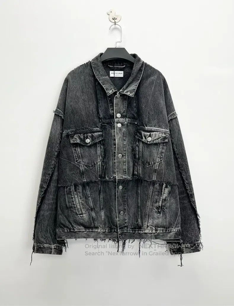 Balenciaga Washed Destroyed Black Grey Double Layered Fray