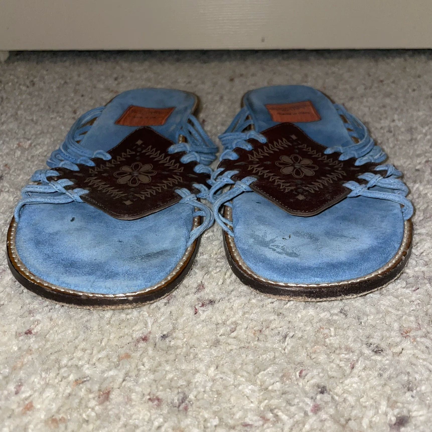 Vintage Goffredo Fantini Blue Flats Womens 38.5 38 1/2 Leather Flat Womens Blue Shoes Size US 9 / IT 39 - 3 Thumbnail