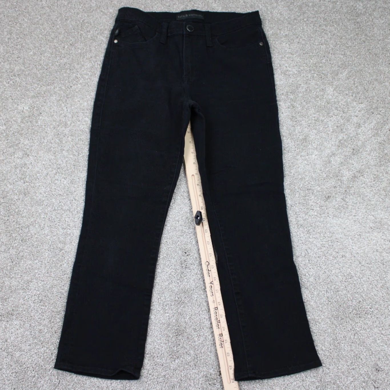 Vintage Rock & Republic Kendall Jeans Womens 6 Black Cropped Capri Stretch 24" inseam Size 28" / US 6 / IT 42 - 3 Thumbnail