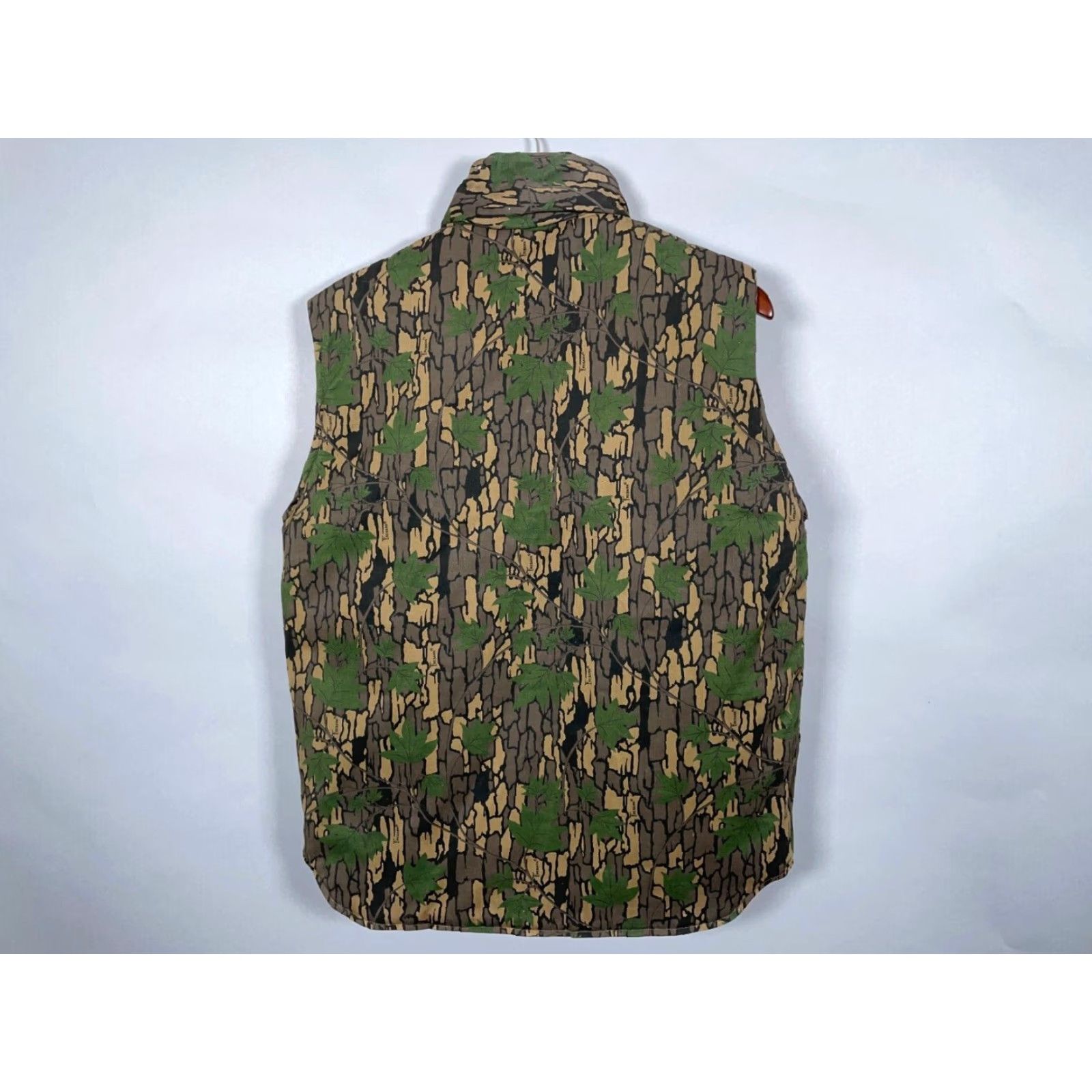 Vintage VTG Pella Reversible Camouflage Vest Zip Up Green Medium Trebark Blaze Orange Size 40R - 2 Thumbnail