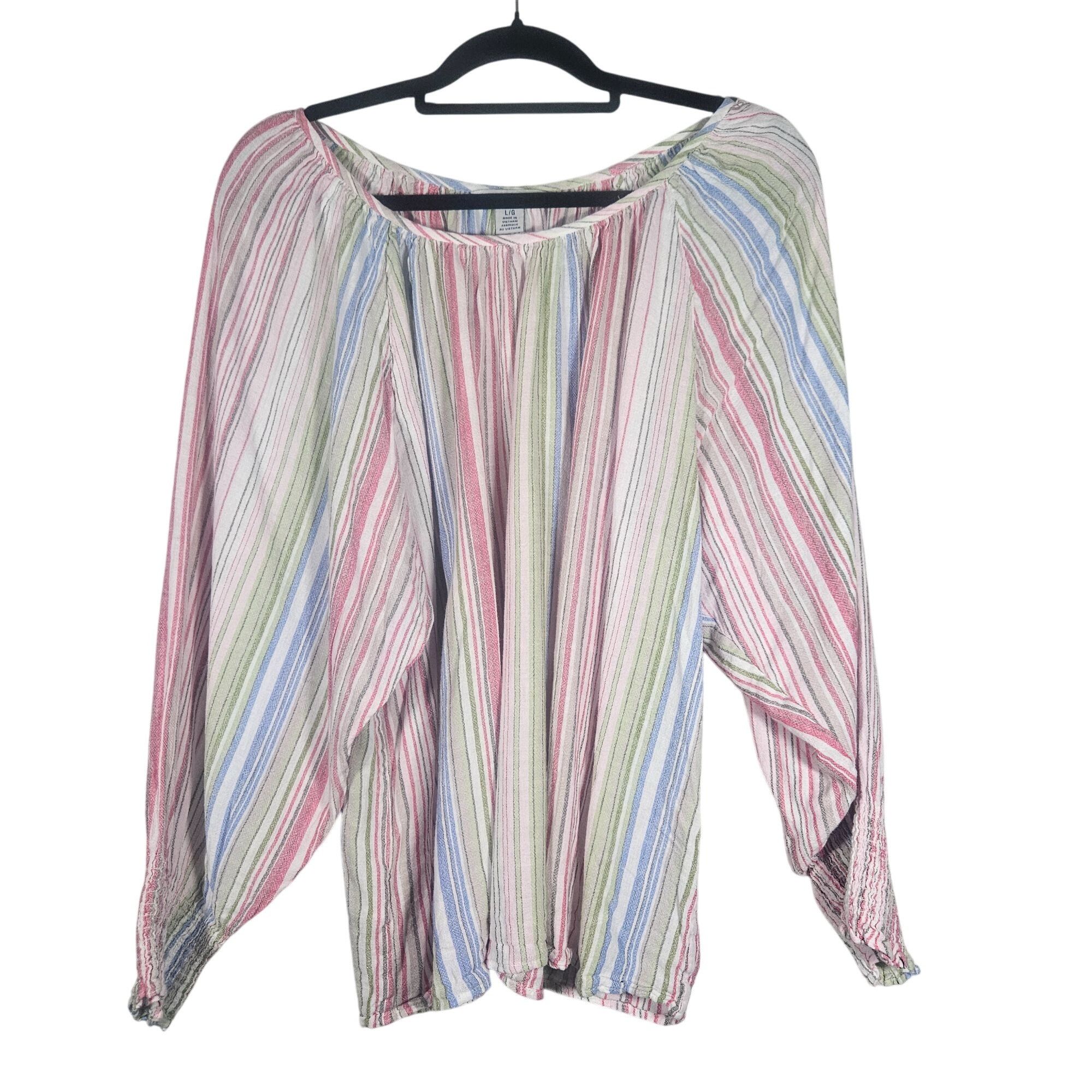 Tommy Bahama Tommy Bahama Multicolor Striped Women’s Peasant Top Coastal Size L / US 10 / IT 46 - 2 Thumbnail