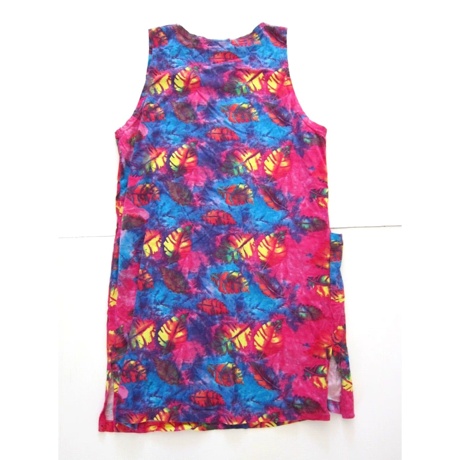 Pinko VINTAGE In Gear Resort Tank Dress L Sleeveless Pink Blue Tie Dye Cotton Stretch Pocket Dress L Size L / US 10 / IT 46 - 2 Thumbnail