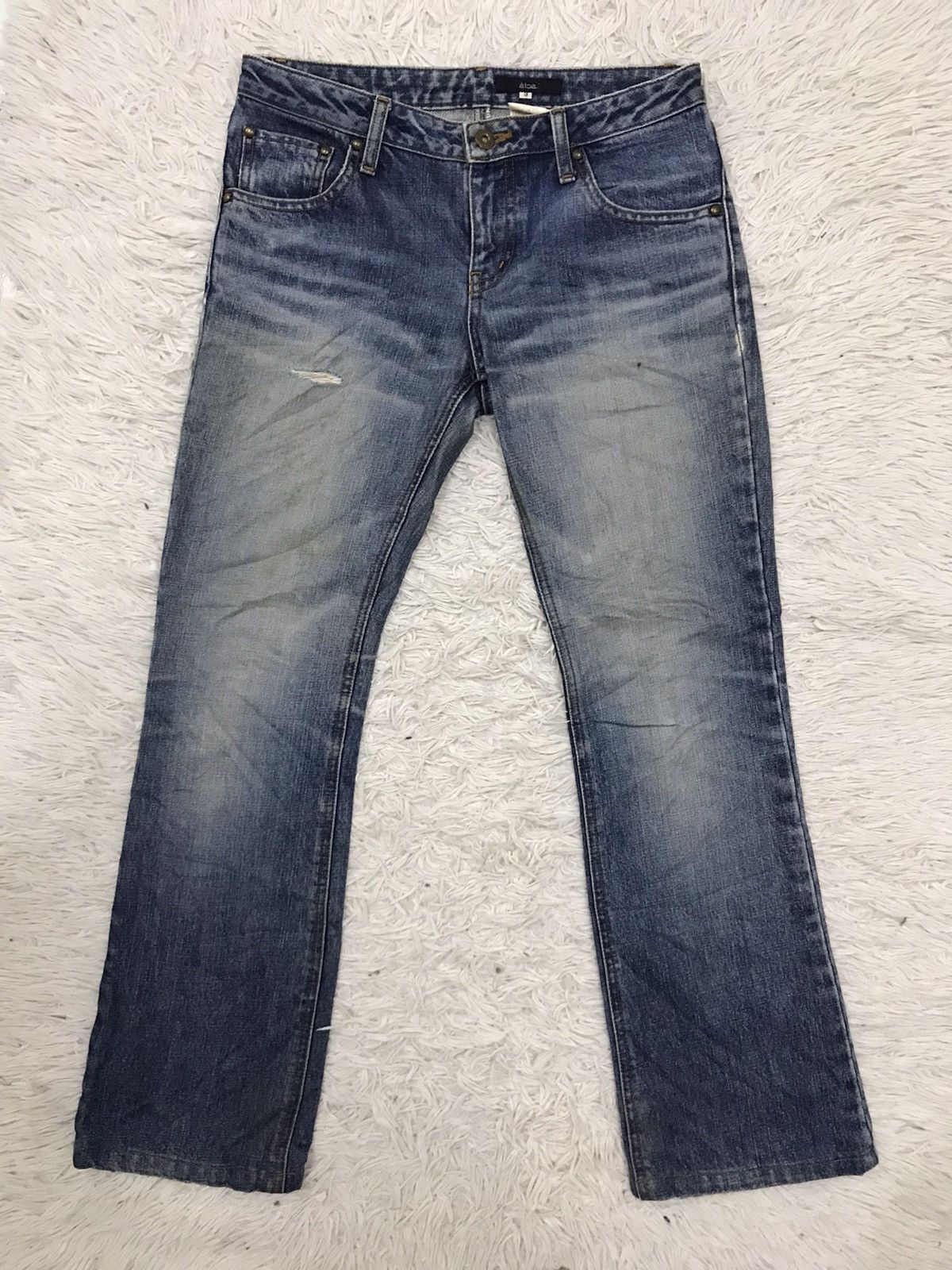 Designer 🔥Flare🔥 Vintage Alcali Distressed Denim Jeans Size US 29 - 1 Thumbnail