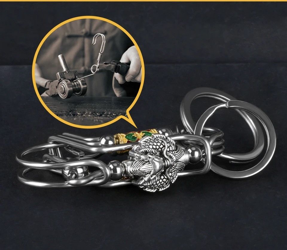 Vintage Retro Round Dragon Head Keychain Size ONE SIZE - 2 Thumbnail