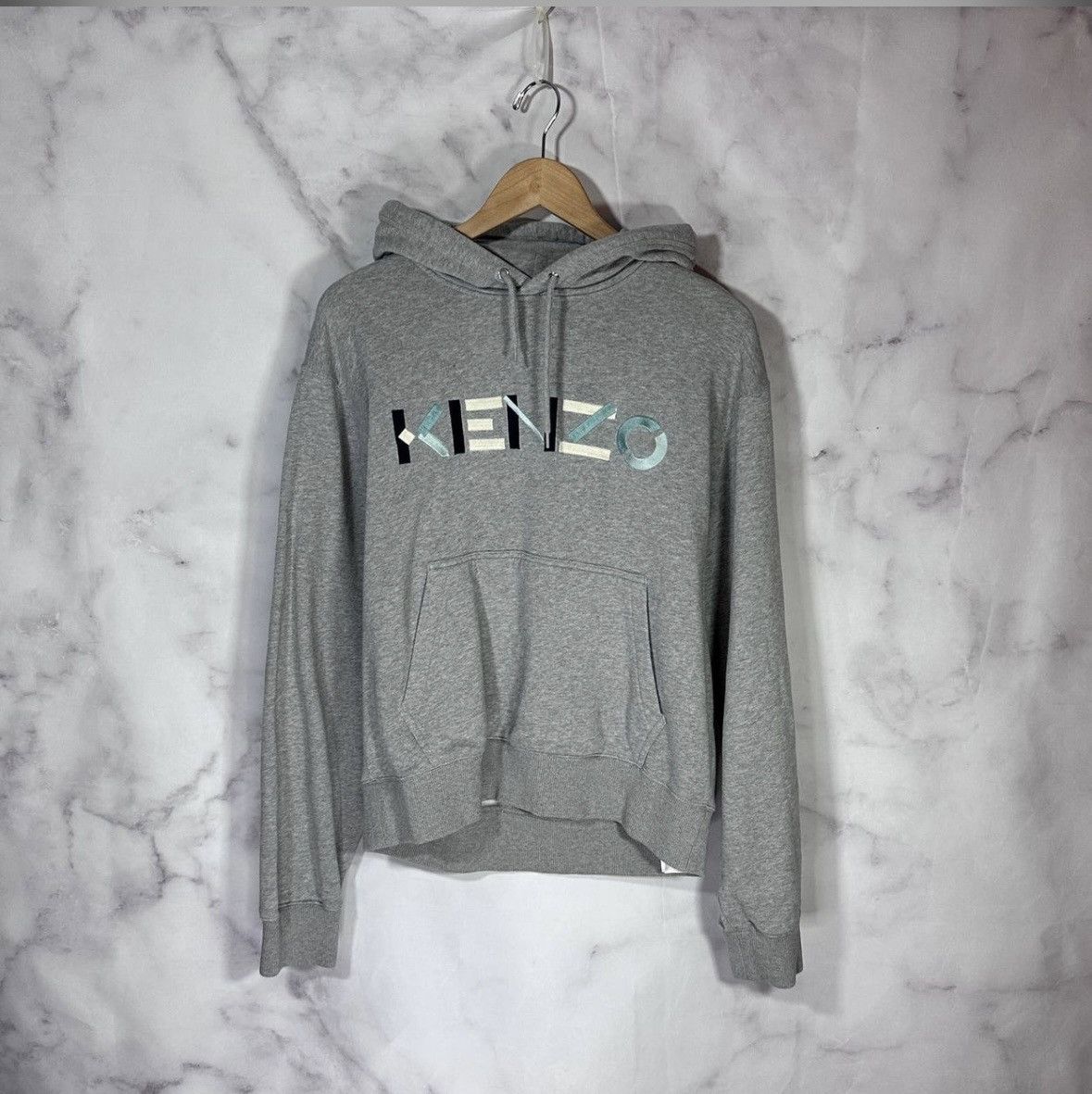 image of Kenzo Hoodie - Stitched Logo in Grey, Men's (Size Medium)