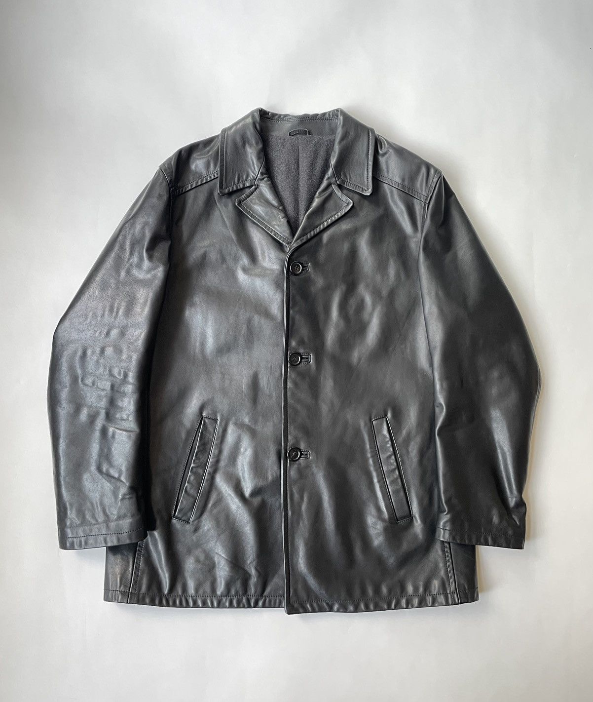 Prada A/W 2000 Black Leather Overcoat Size US XL / EU 56 / 4 - 2 Thumbnail