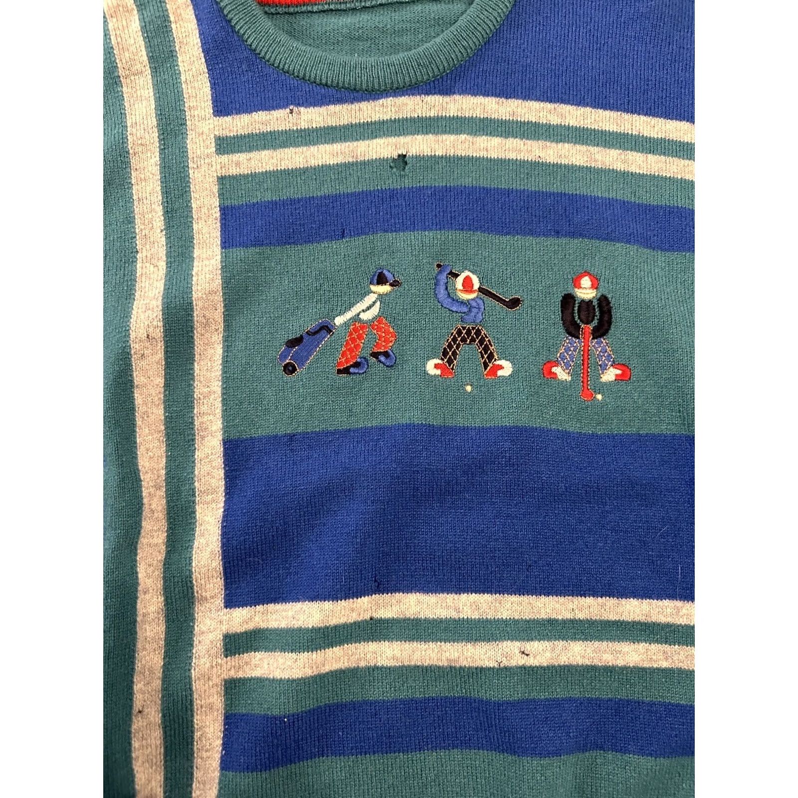 Vintage VINTAGE Amana Woolen Mills Golf Art Lambswool Knit Sweater Large Green Made In Scotland Crew Neck Pullover Mens Size US L / EU 52-54 / 3 - 5 Thumbnail