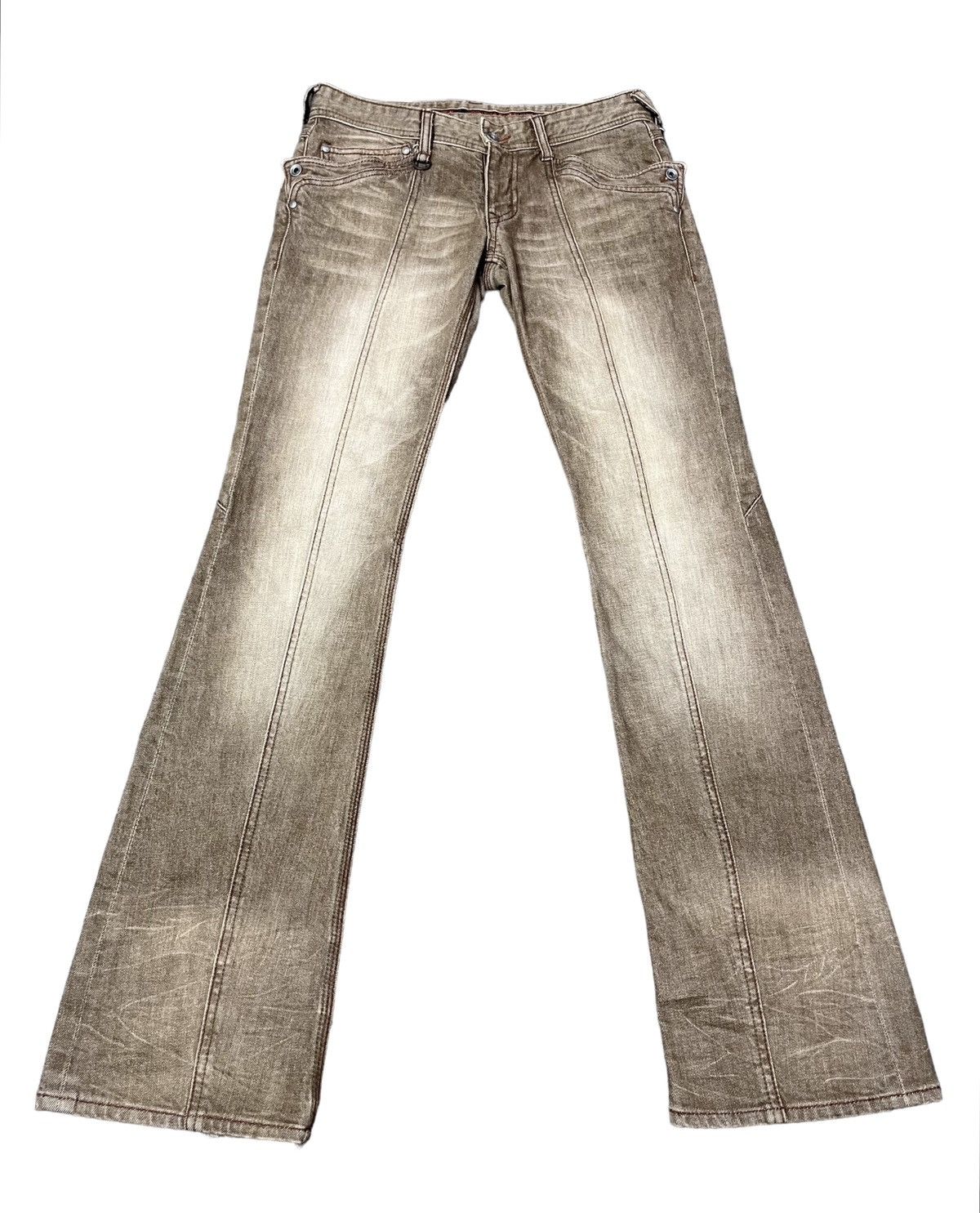 Nicole Club 🔥NICOLE CLUB Distressed Brown Stretch Denim Flare Jeans Size 30" / US 8 / IT 44 - 3 Thumbnail