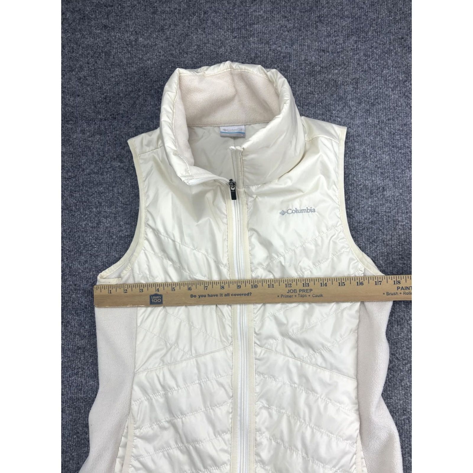 Vintage Columbia Vest Womens Medium White Quilted Fleece Lined Full Zip Pockets Size M / US 6-8 / IT 42-44 - 3 Thumbnail