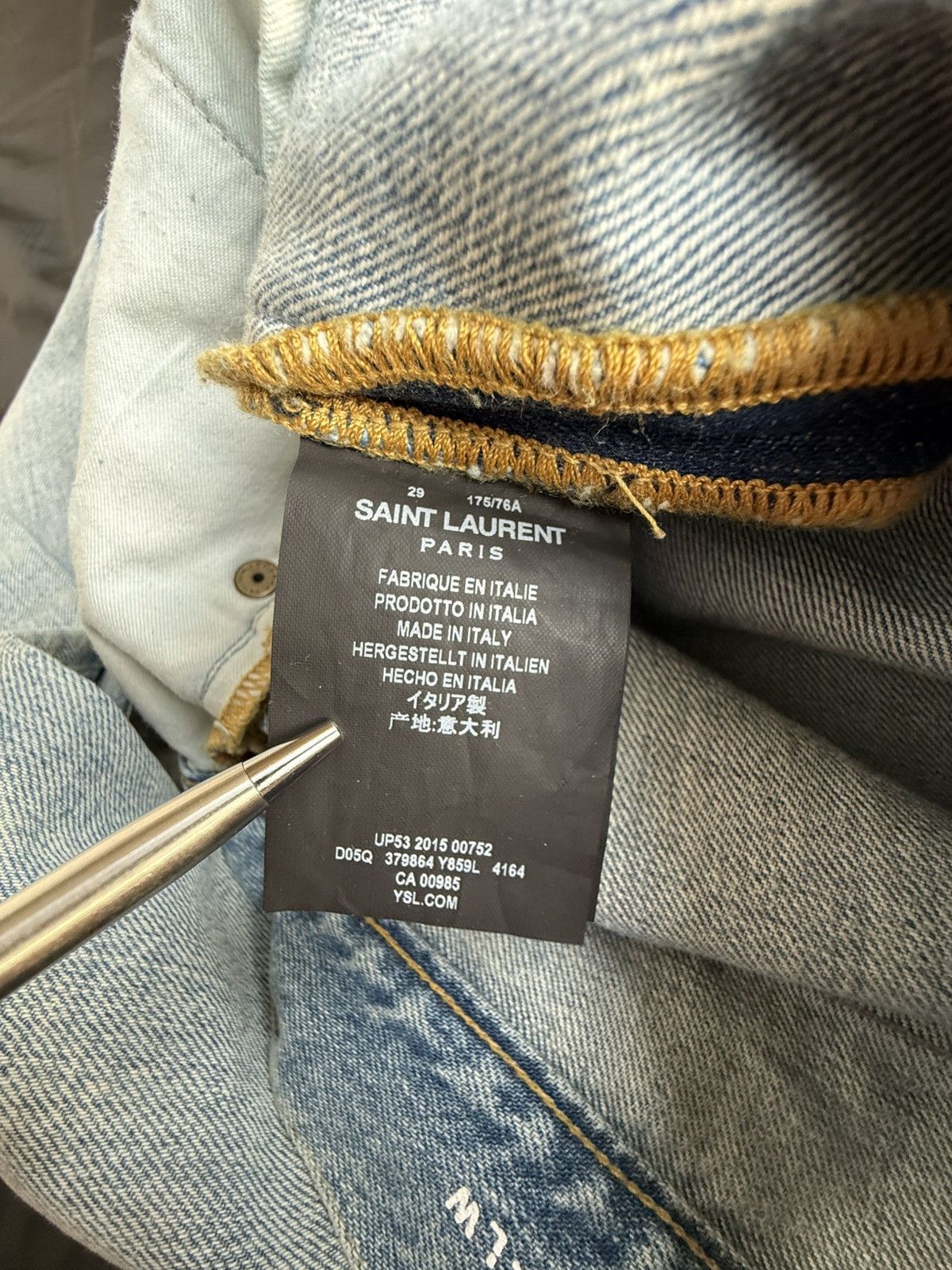 Saint Laurent Paris SS16 Saint Laurent knee rip trash jeans Hedi 29 D02 skinny Size US 29 - 24 Thumbnail