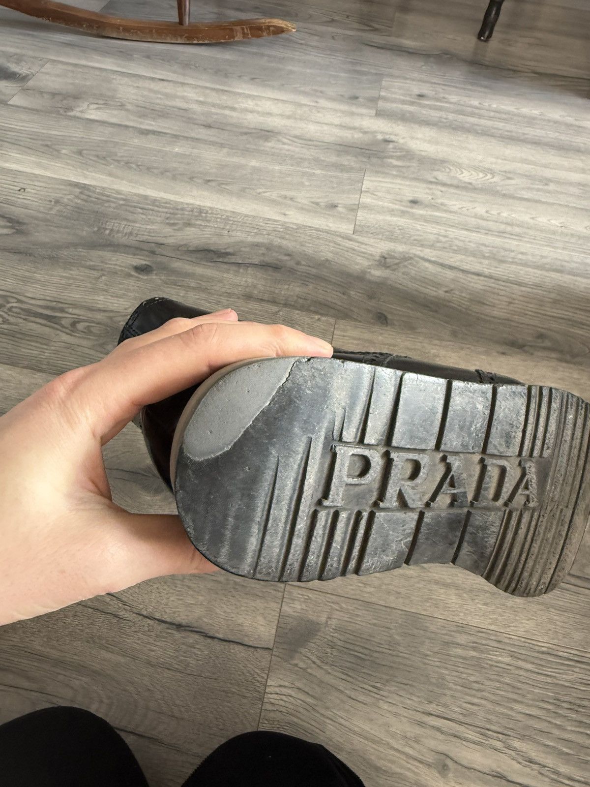 Prada Black Leather Lace-Up Boots with Chunky Sole Size US 9.5 / EU 42-43 - 8 Thumbnail