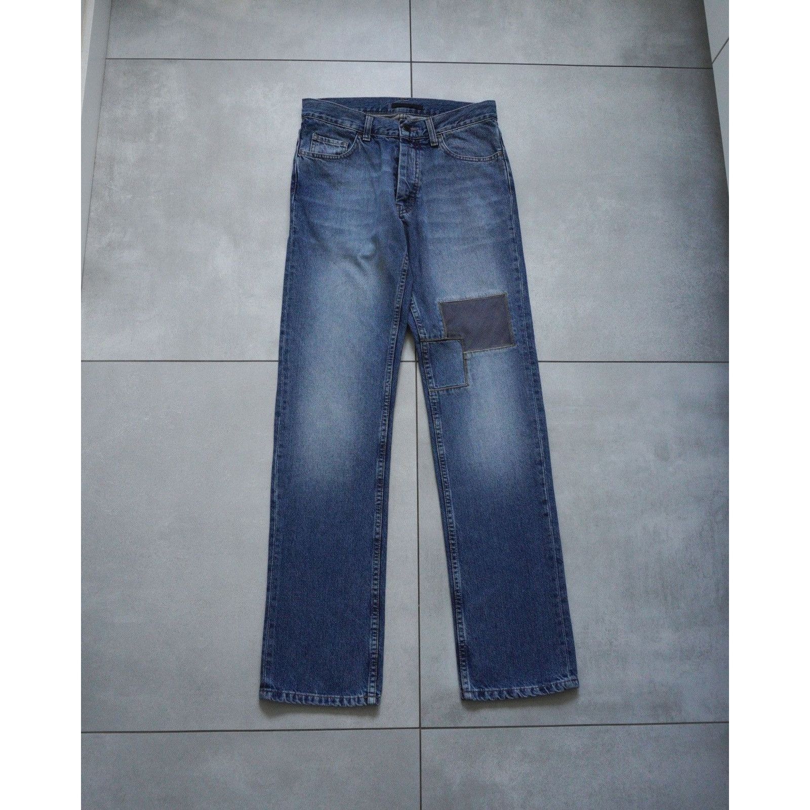 Prada Vintage fw00 prada patchwork light blue denim jeans pants Size US 29 - 1 Thumbnail