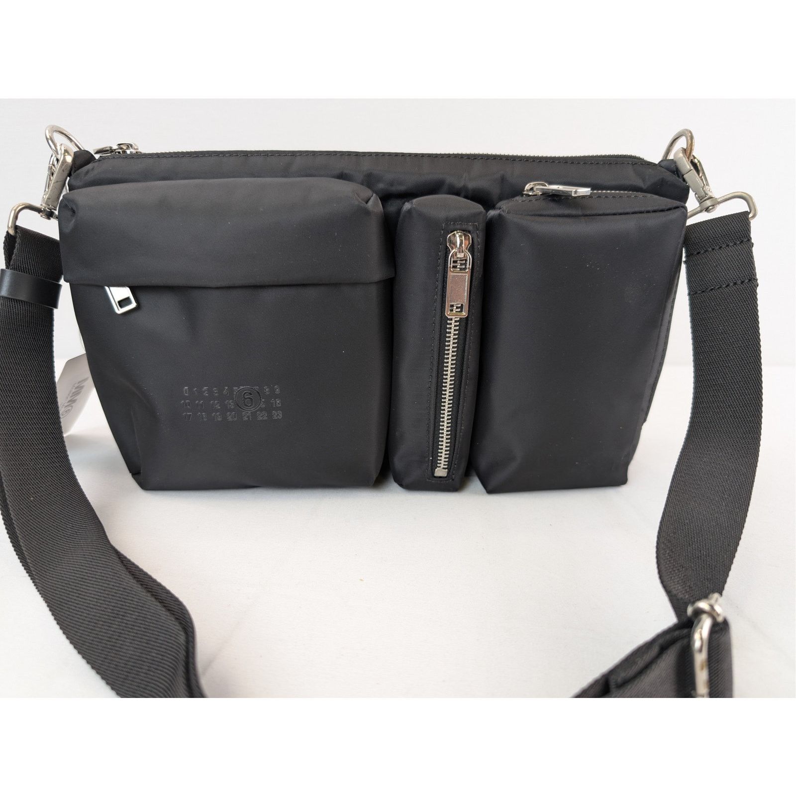 Maison Margiela o1rshd1 MM6 Three Pocket Nylon Crossbody Messenger Bag Black Size ONE SIZE - 3 Thumbnail