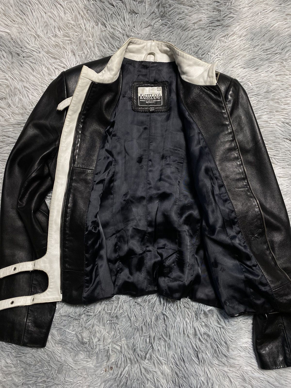 Leather × Vintage Stylish Black & White Leather Jacket - Size M Size M / US 6-8 / IT 42-44 - 9 Thumbnail