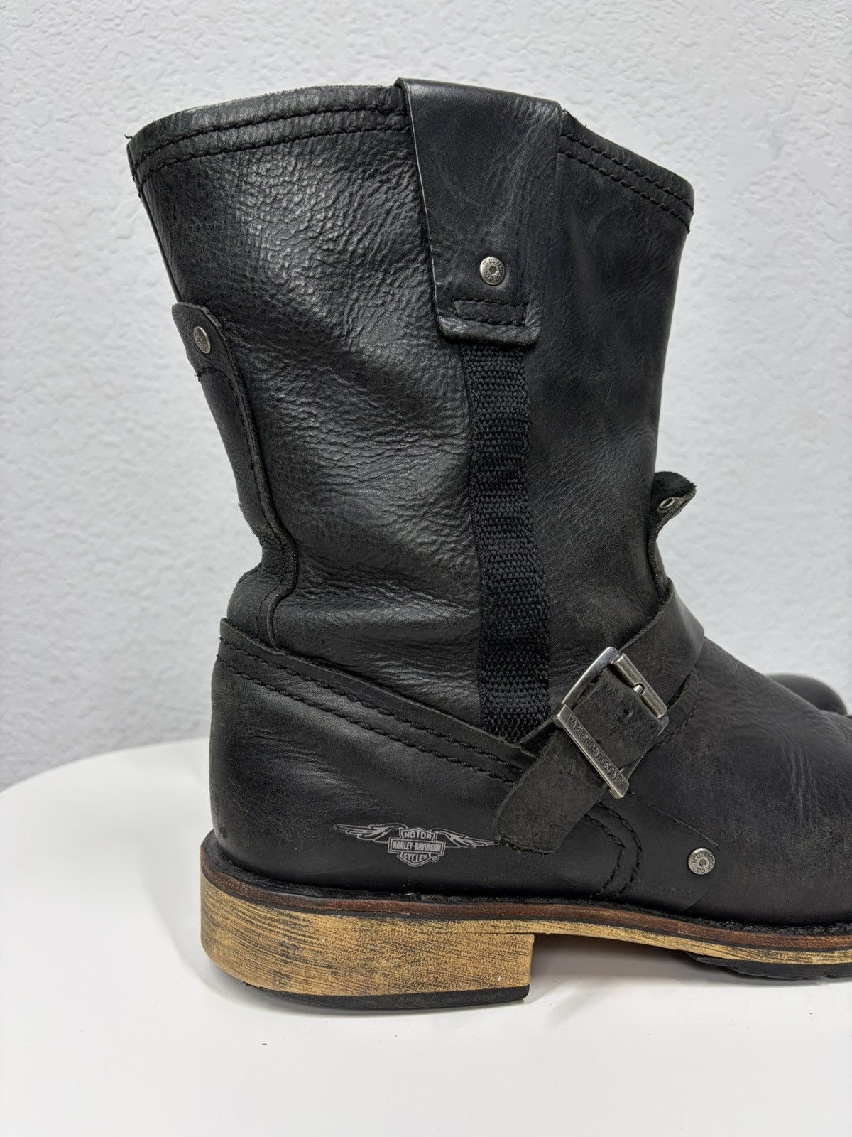 If Six Was Nine Vintage Harley Davidson Guidi Style High Leather Biker Boots Size US 11 / EU 44 - 6 Thumbnail