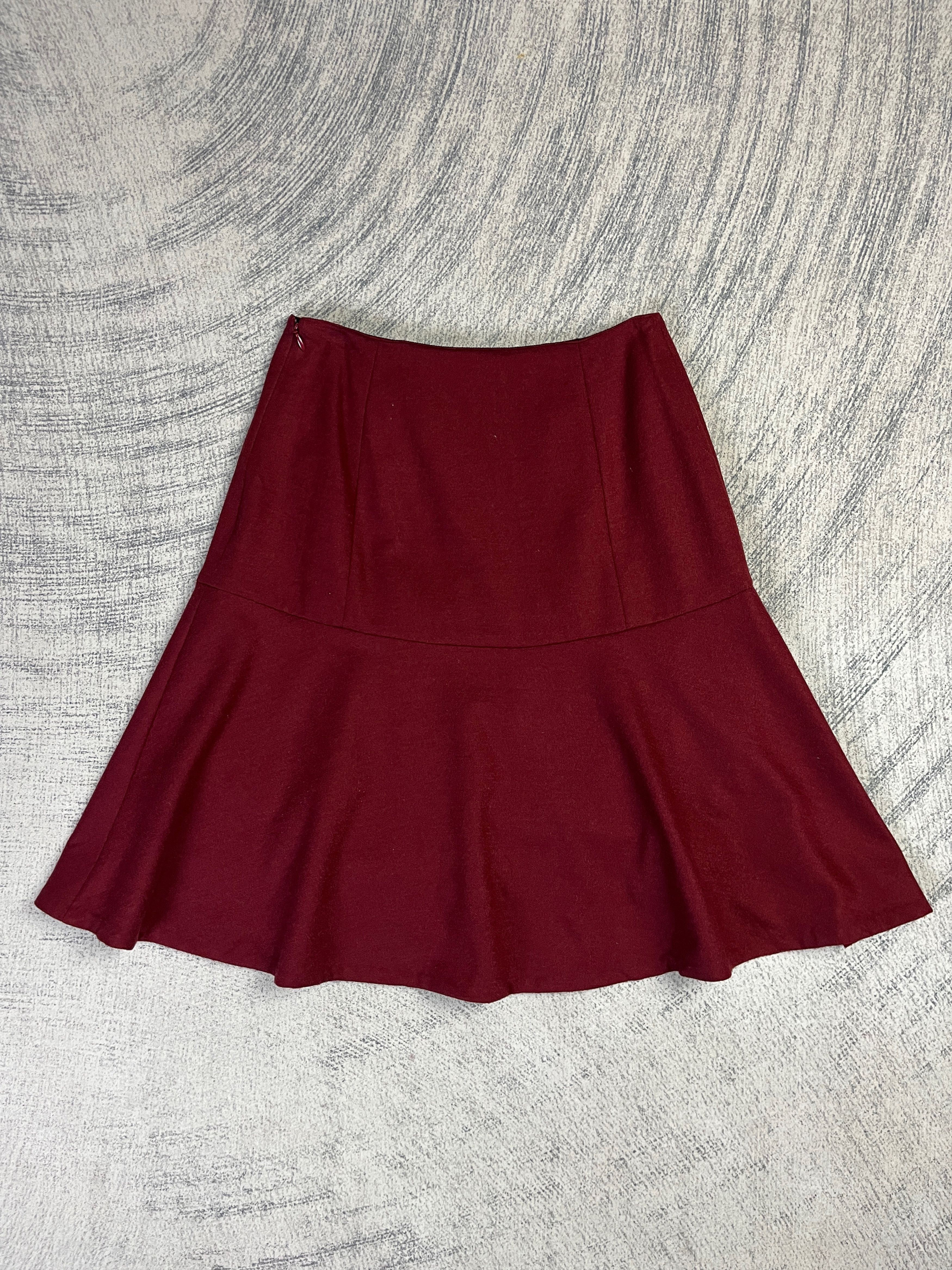 Yohji Yamamoto Ined Red Wool Skirt Size 26" / US 2 / IT 38 - 8 Thumbnail