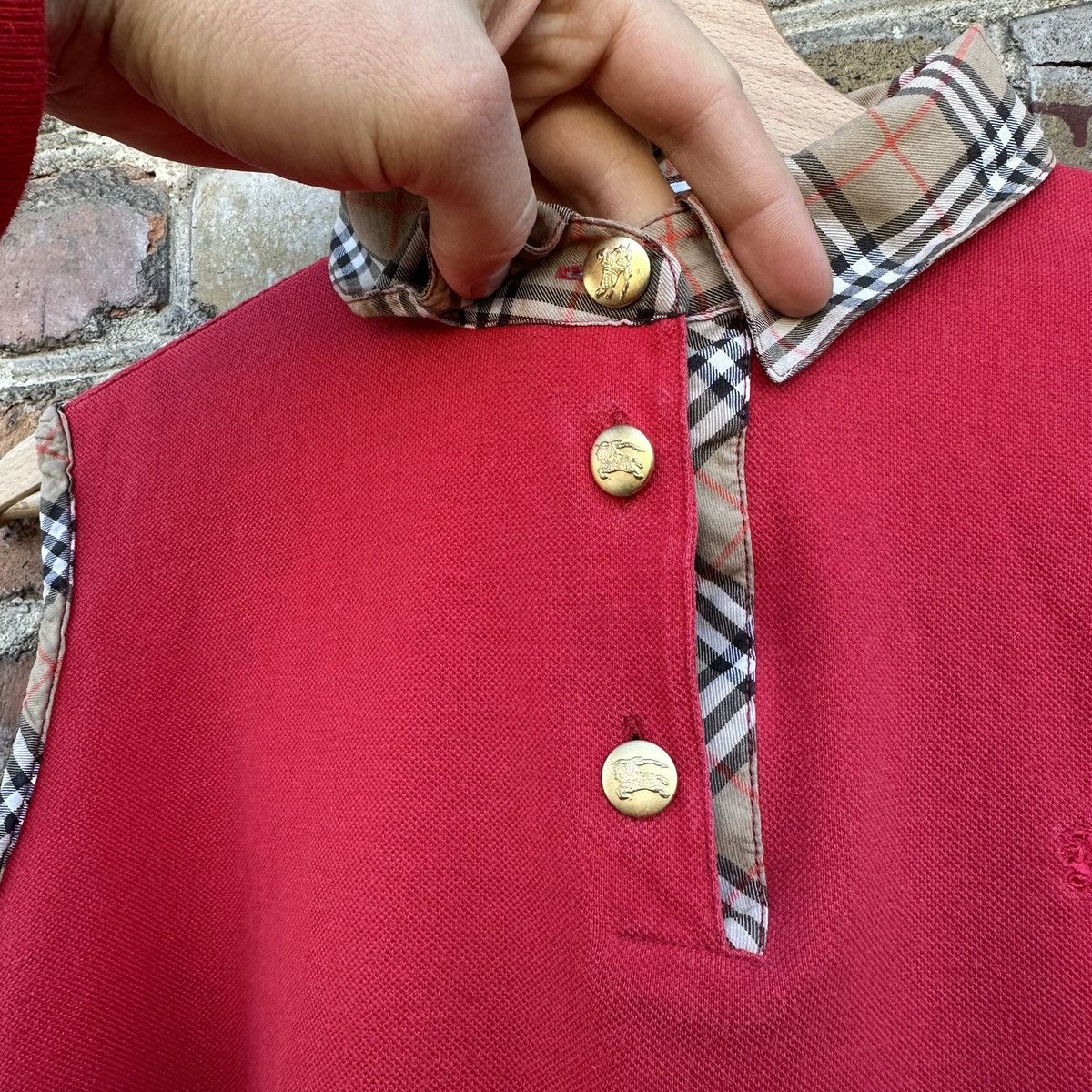 Burberry Burberrys Burberry Vintage Polo Red Shirt Tank Top L Wmns Size L / US 10 / IT 46 - 3 Thumbnail